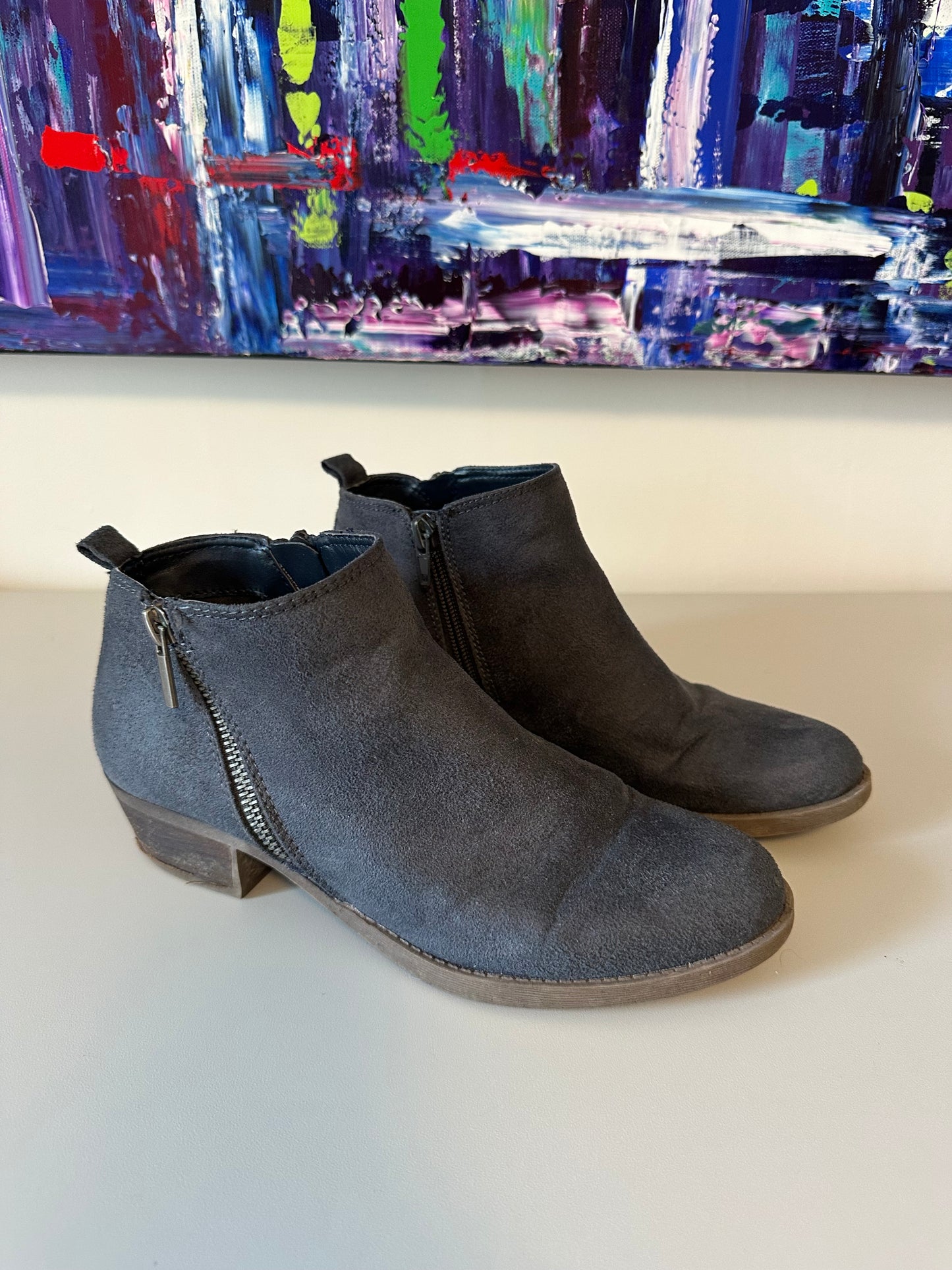 Carlos Santana Grey Faux Suede Ankle Boots