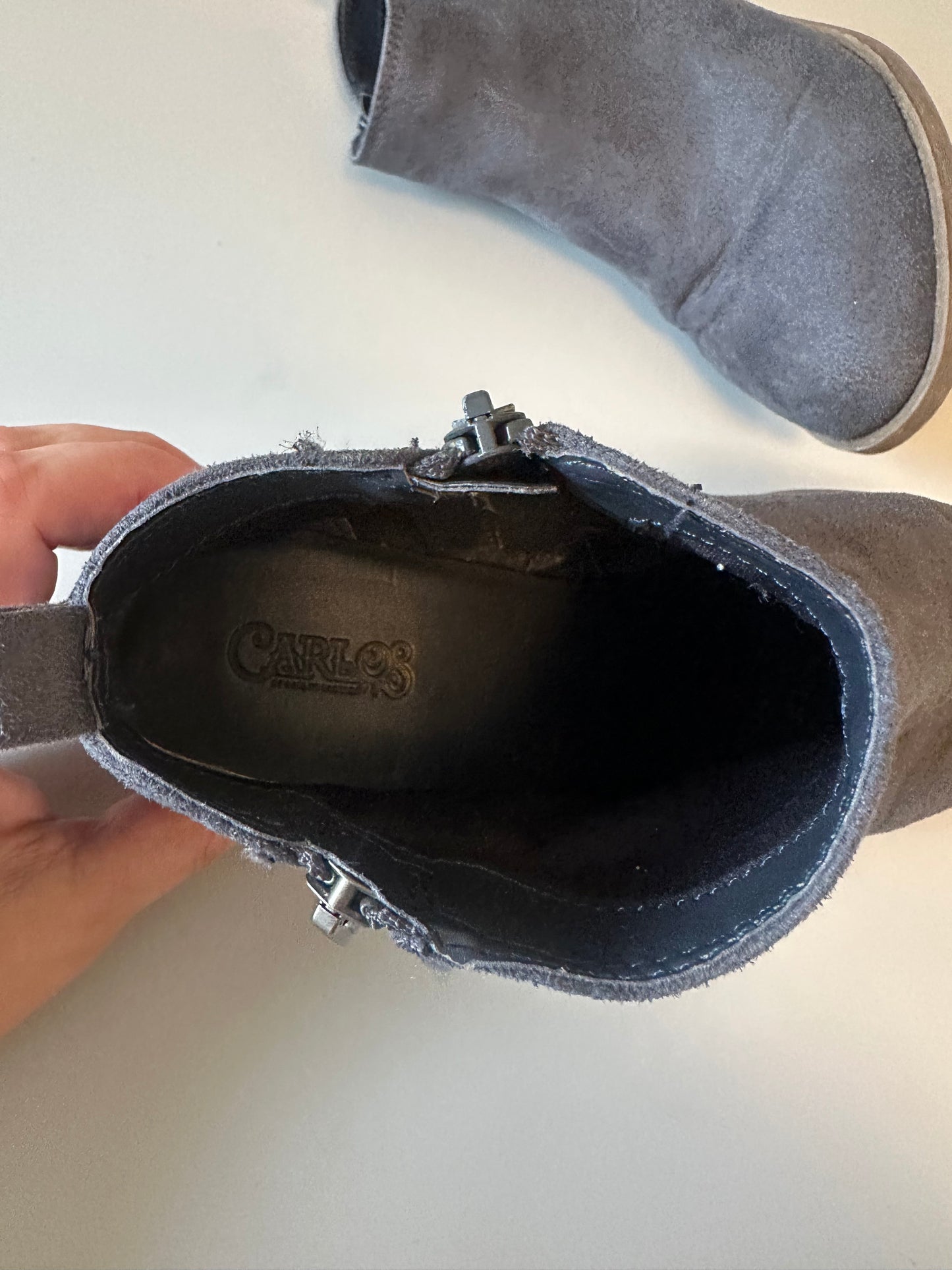 Carlos Santana Grey Faux Suede Ankle Boots