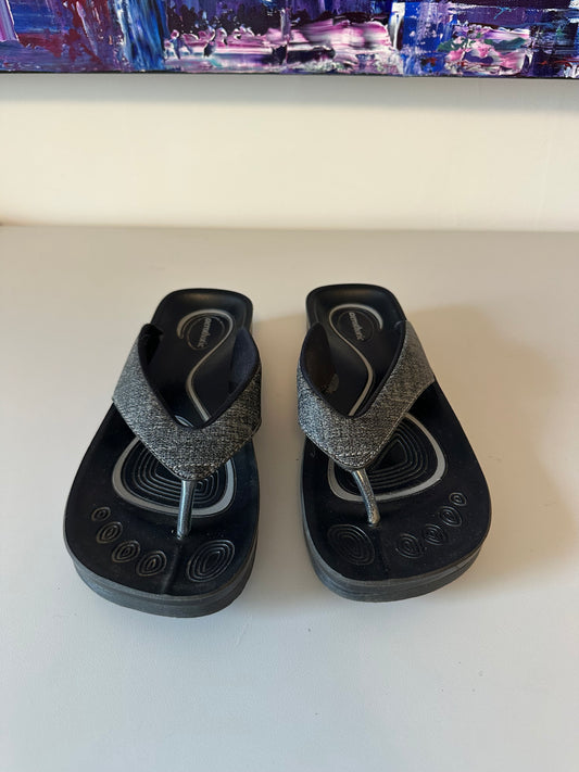 Aerothotic Orthotic Flip Flop Sandals in Black and Grey Arch | Size 36 US 6