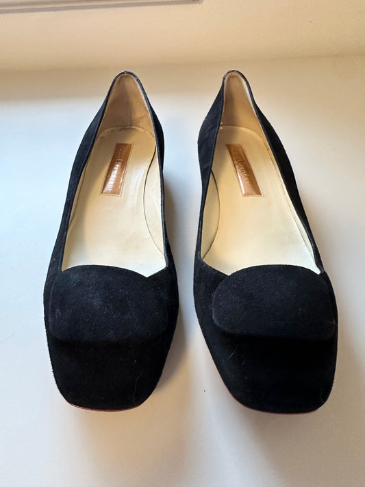 Rupert Sanderson Black Suede Rounded Toe Shoes | Size 38.5