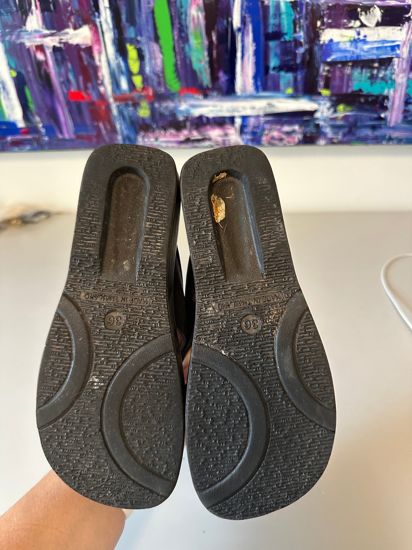 Aerothotic Women Black Orthotic Arch Support Flip Flop Sandals | Size 36 / US 6