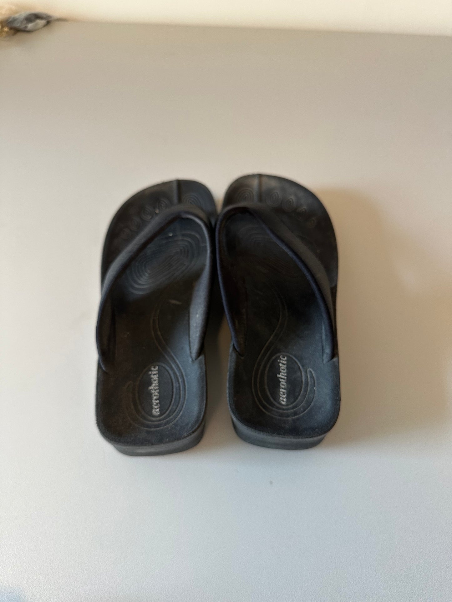 Aerothotic Women Black Orthotic Arch Support Flip Flop Sandals | Size 36 / US 6