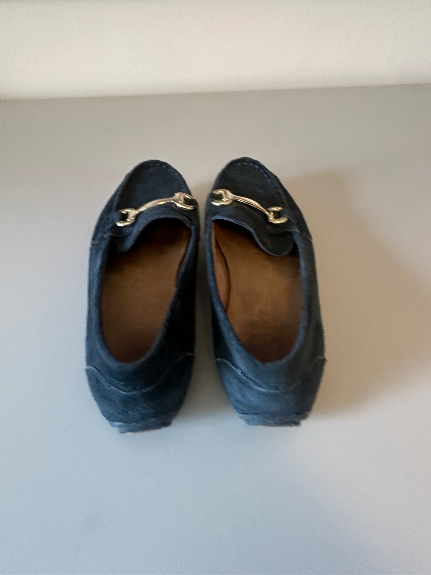 Aerosoles Seeker Navy Blue Suede Horsebit Driving Flat Loafers | Size 6.5