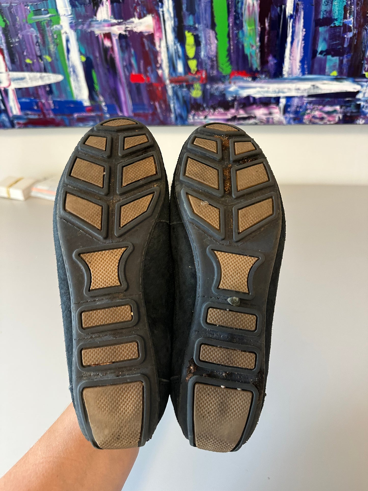 Aerosoles Seeker Navy Blue Suede Horsebit Driving Flat Loafers | Size 6.5