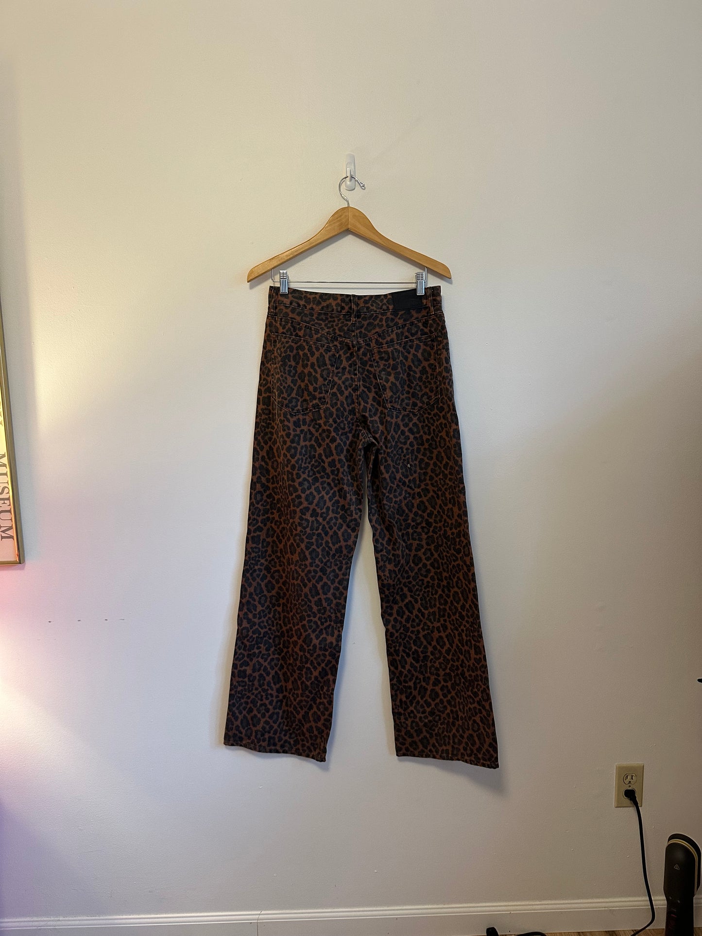 Madewell NWT Low Slung Baggy Jeans in Cotton Dark Coffee Leopard | Size 26