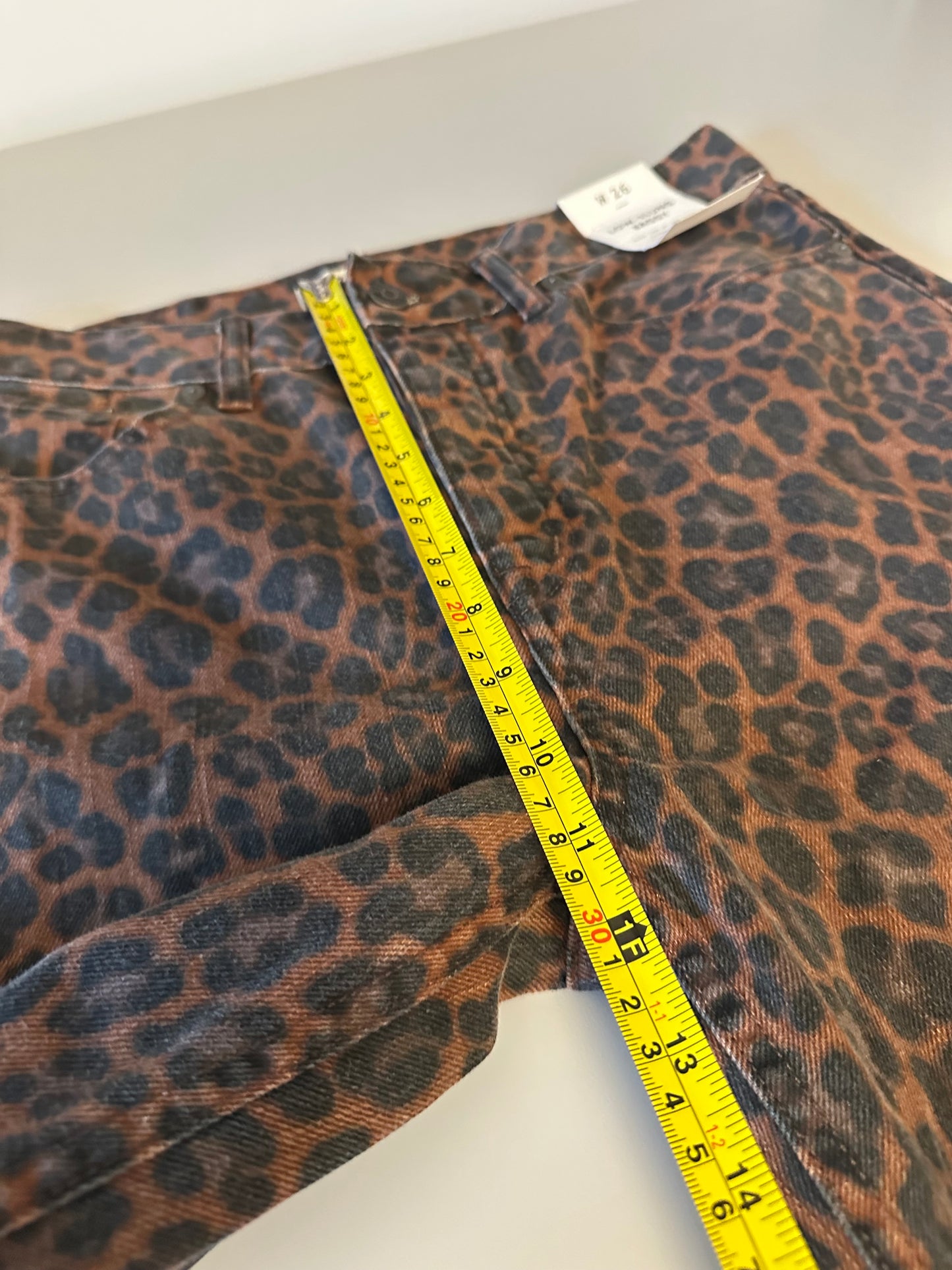 Madewell NWT Low Slung Baggy Jeans in Cotton Dark Coffee Leopard | Size 26