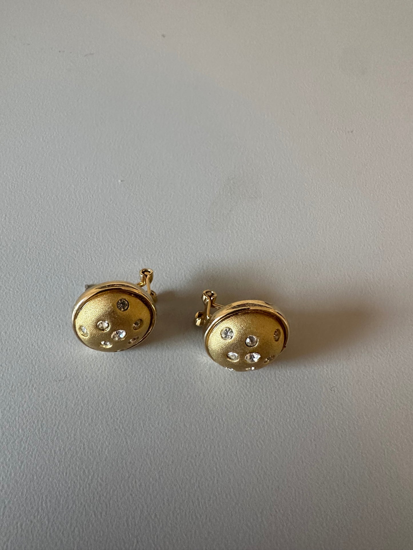 Vintage Gold Tone Domed Button Earrings
