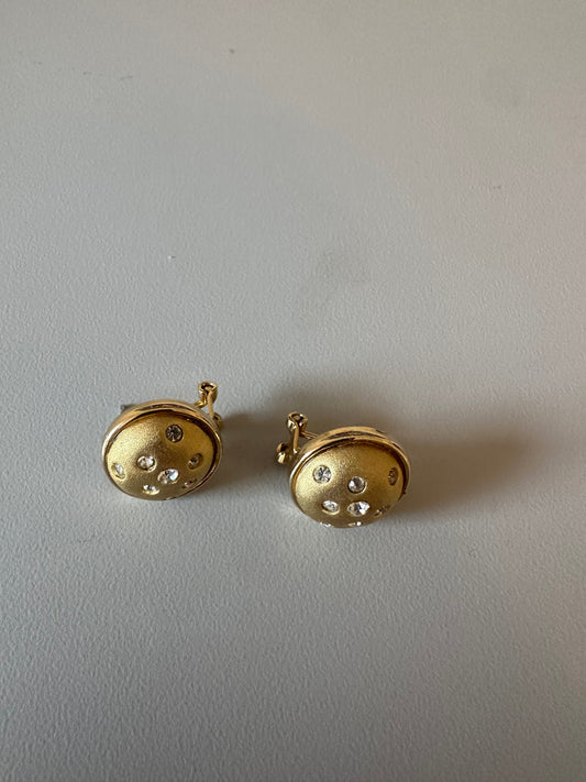 Vintage Gold Tone Domed Button Earrings