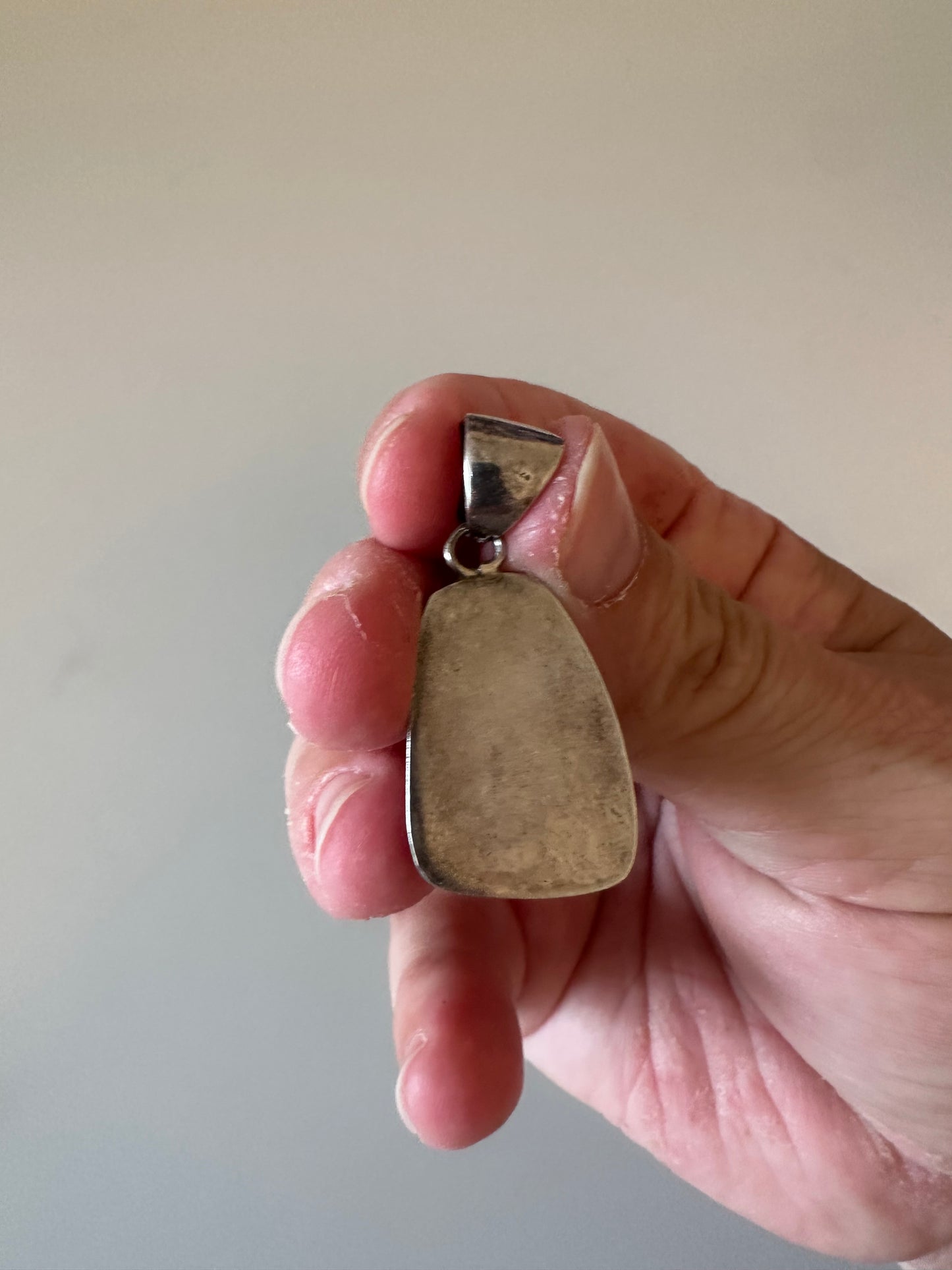 Natural Larimar Sterling Silver Blue Gemstone Trapezoid Pendant