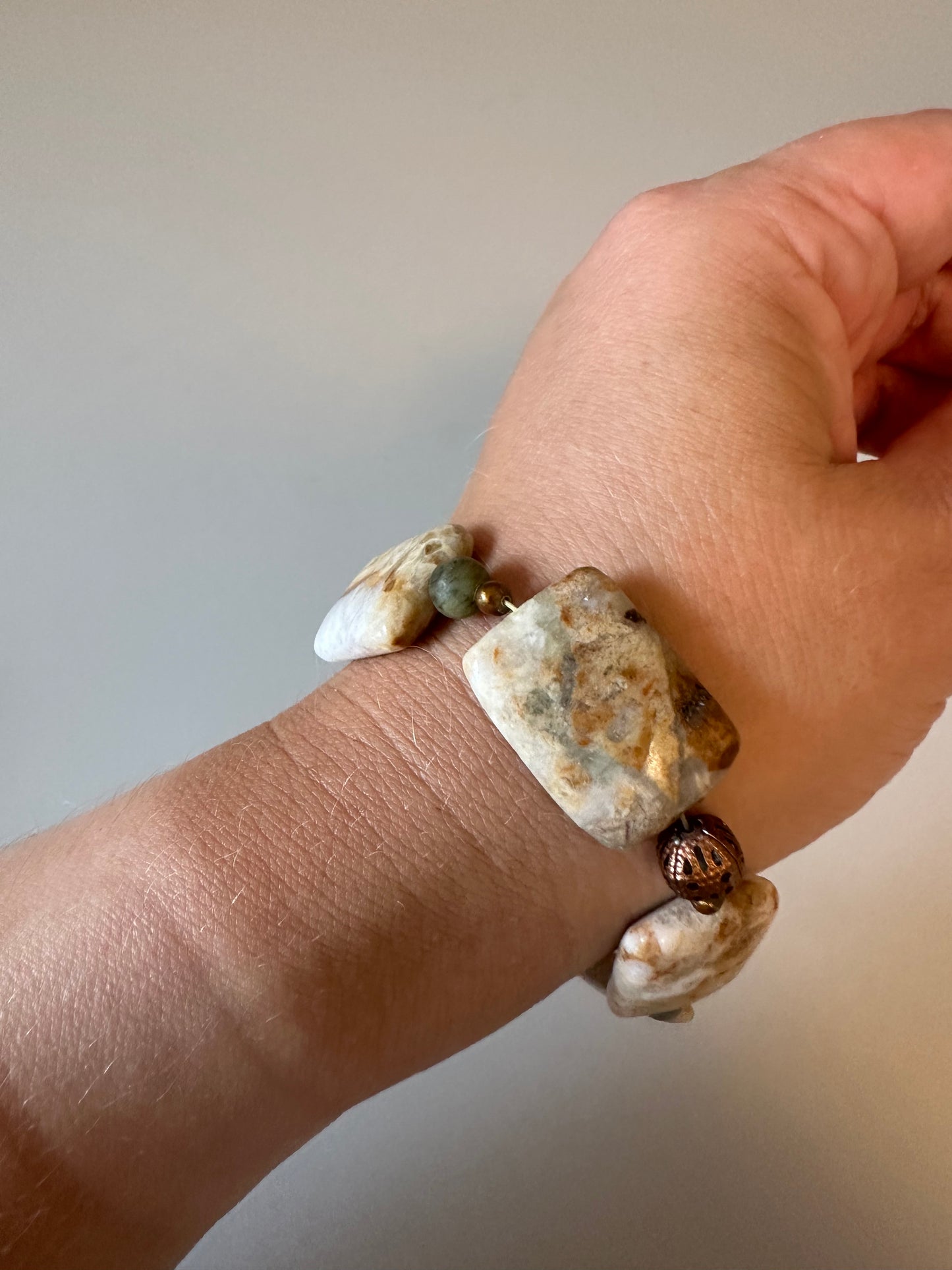 Natural Stone Chunky Rectangle Bead Toggle Bracelet