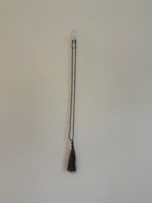 Tassel Long Beaded Glass Mala Style Necklace