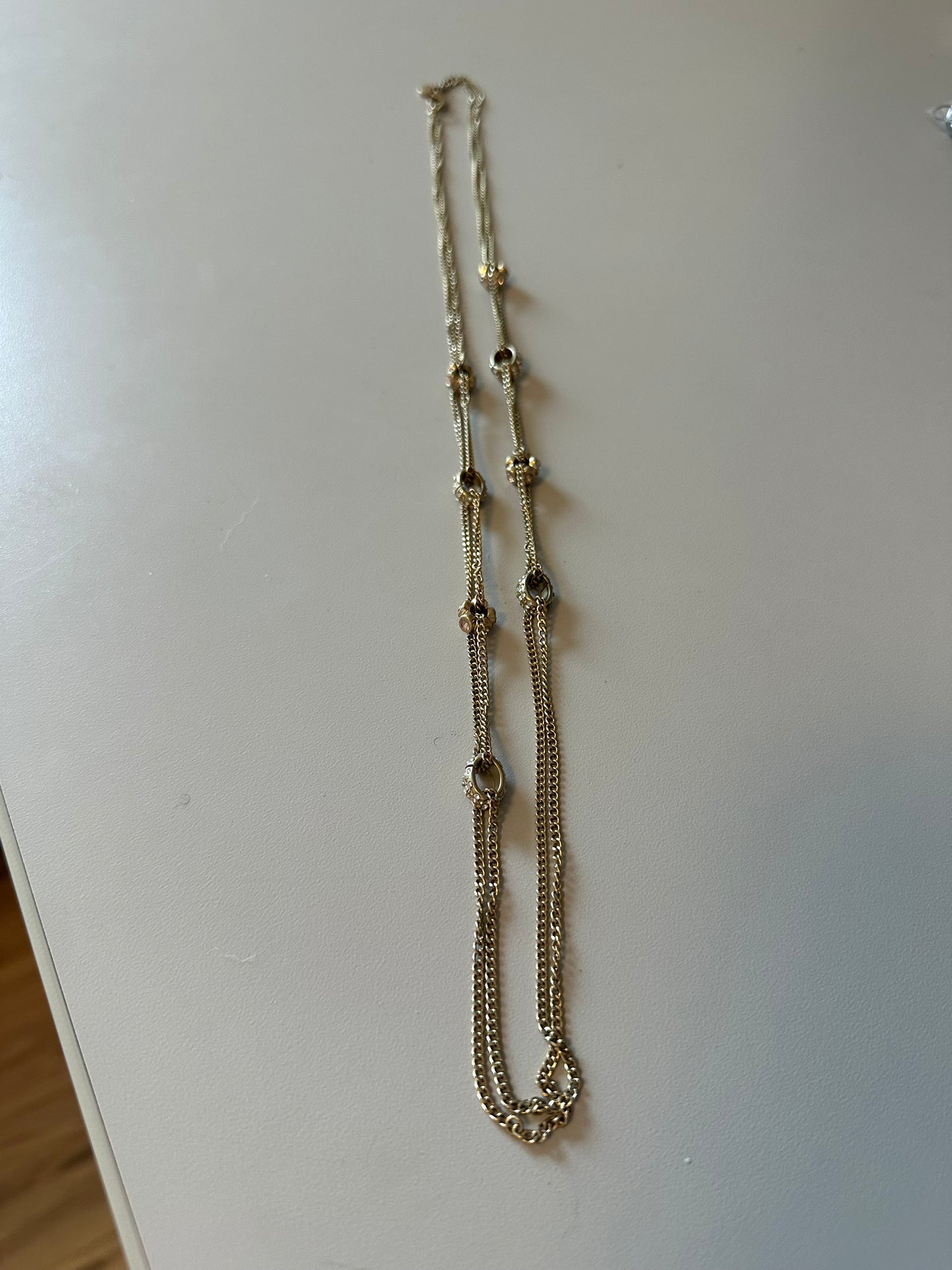 LOFT Gold Tone Double Strand Long Station Necklace