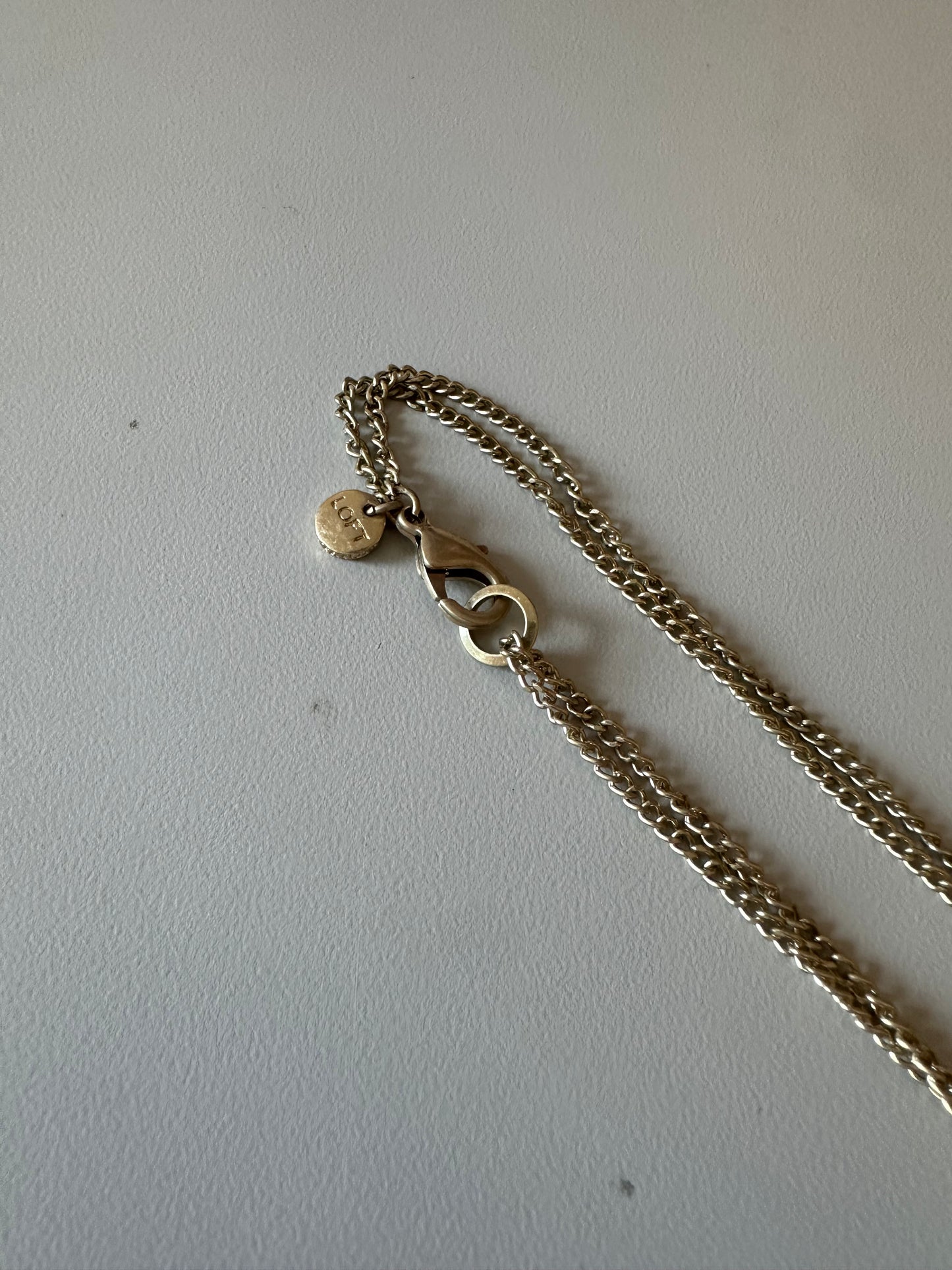LOFT Gold Tone Double Strand Long Station Necklace