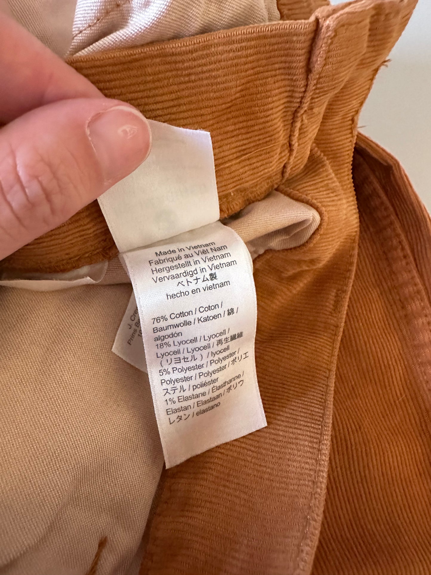 J. Crew NWT 90's Straight Leg Caramel Brown Corduroy Jeans | Size 27