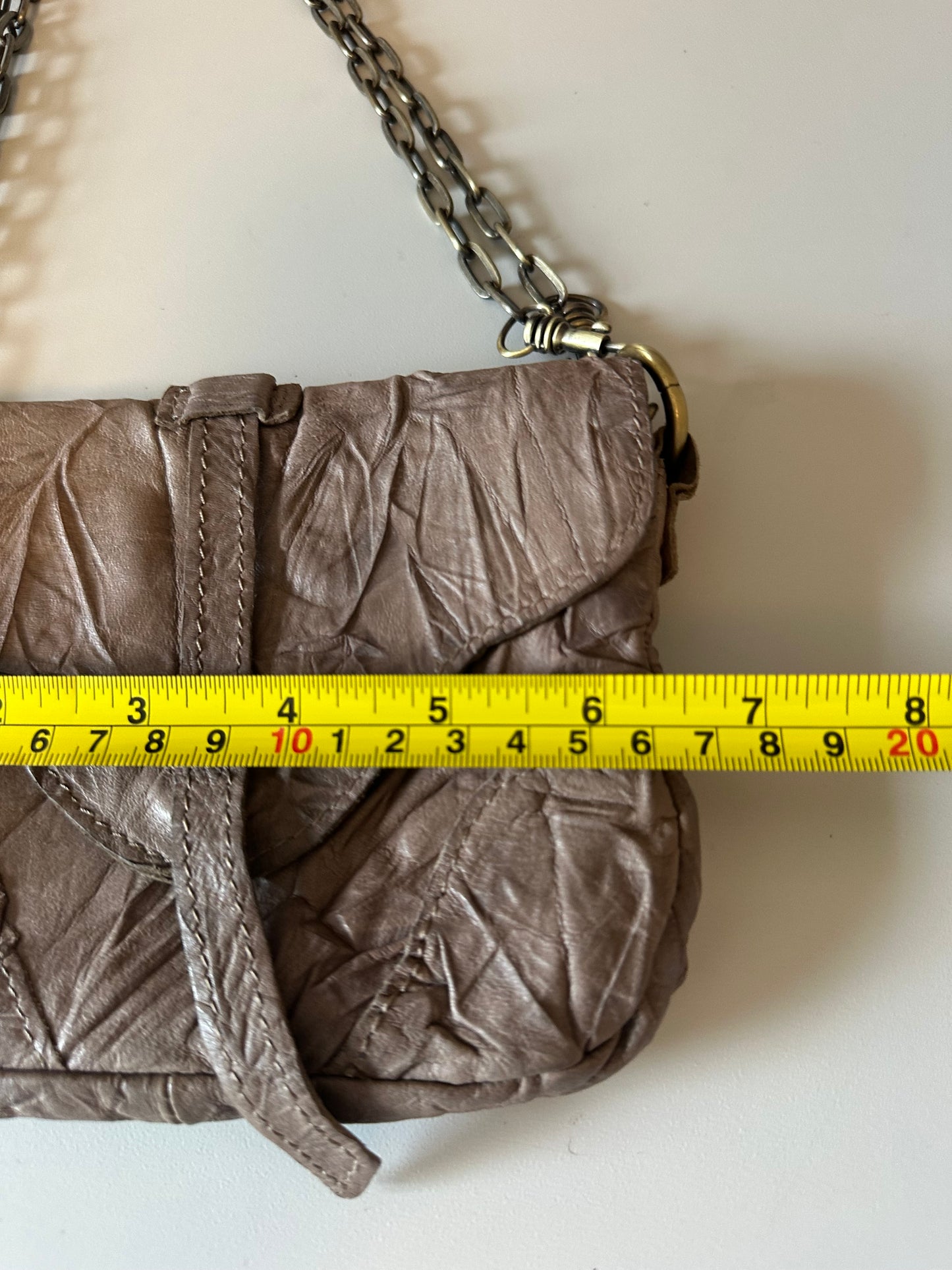 Monserat De Lucca Brown Crinkled Leather Crossbody Bag