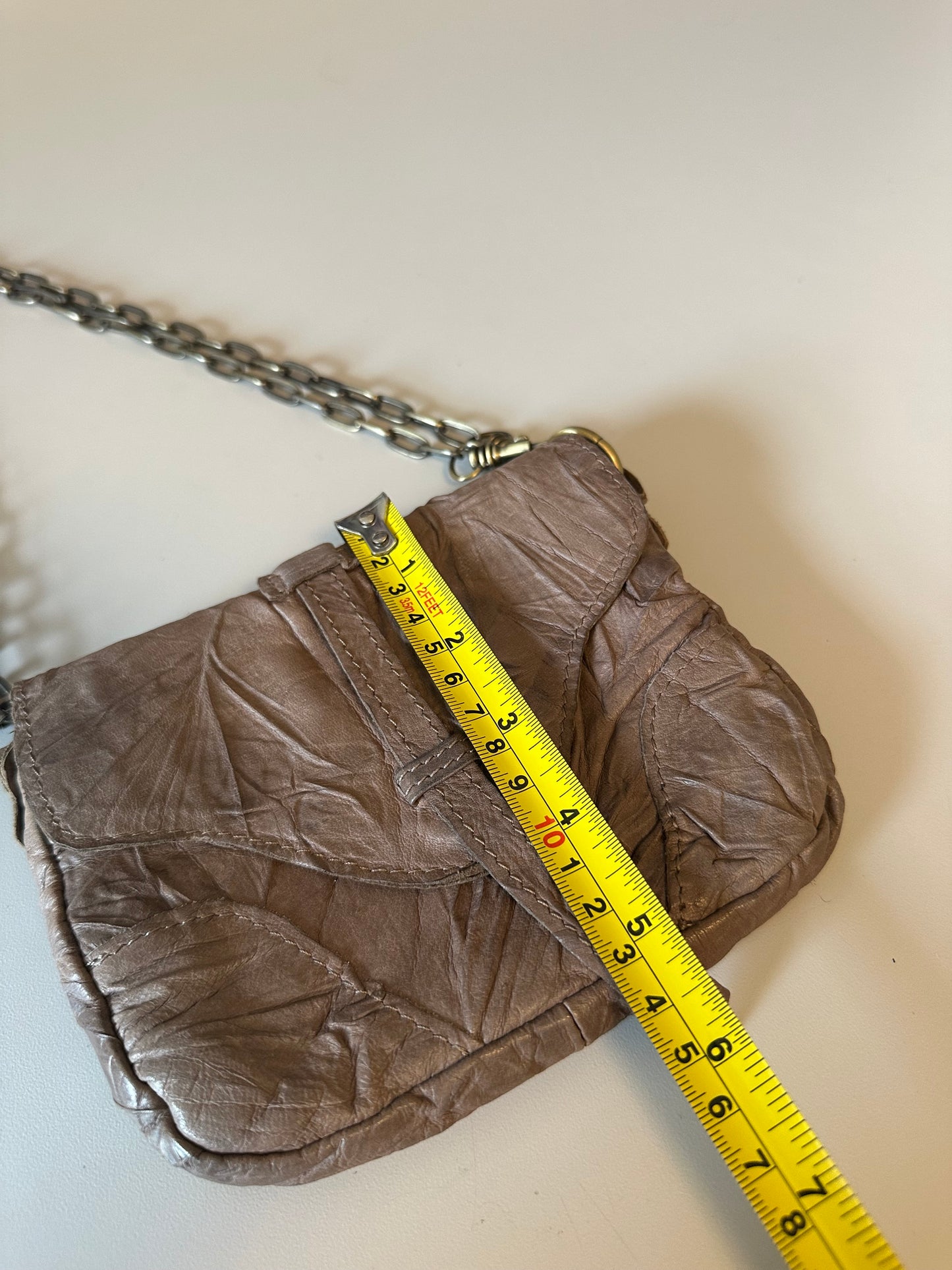 Monserat De Lucca Brown Crinkled Leather Crossbody Bag