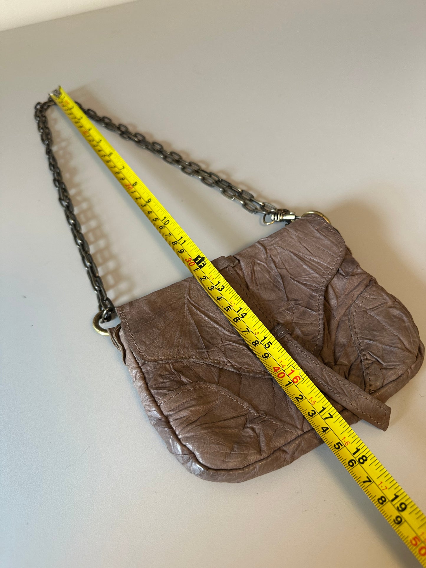 Monserat De Lucca Brown Crinkled Leather Crossbody Bag