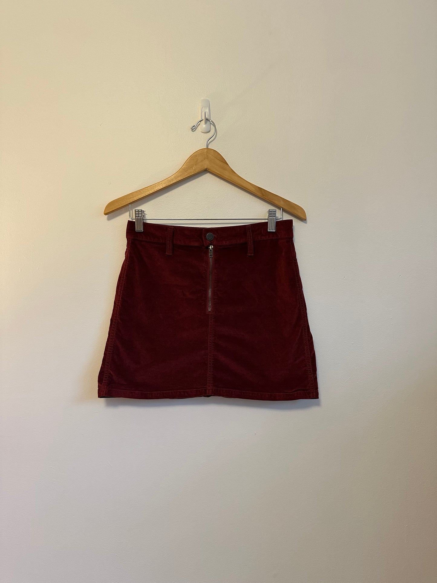 Madewell Velveteen Stretch Zip Front Mini Skirt | Size 26