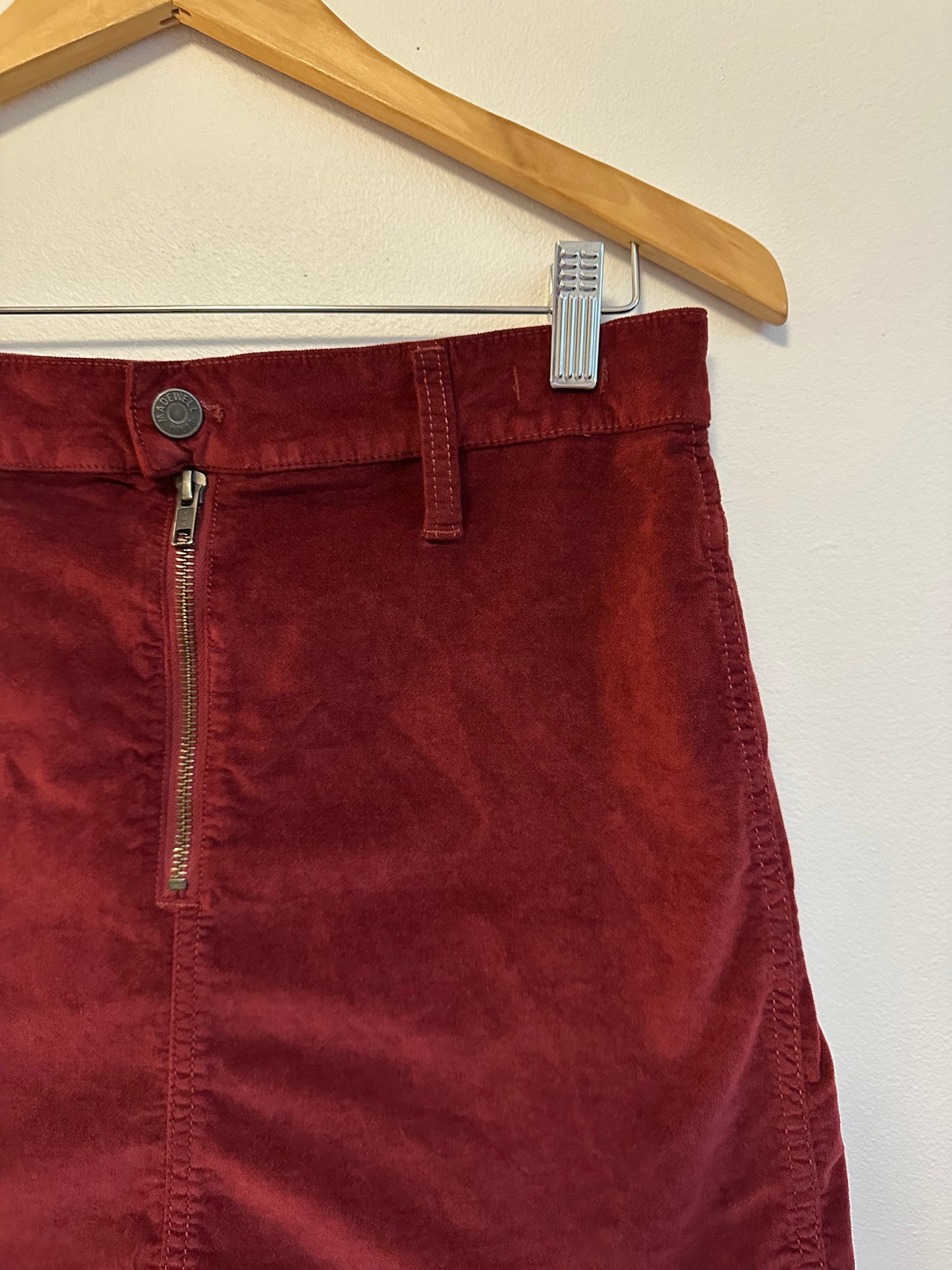 Madewell Velveteen Stretch Zip Front Mini Skirt | Size 26
