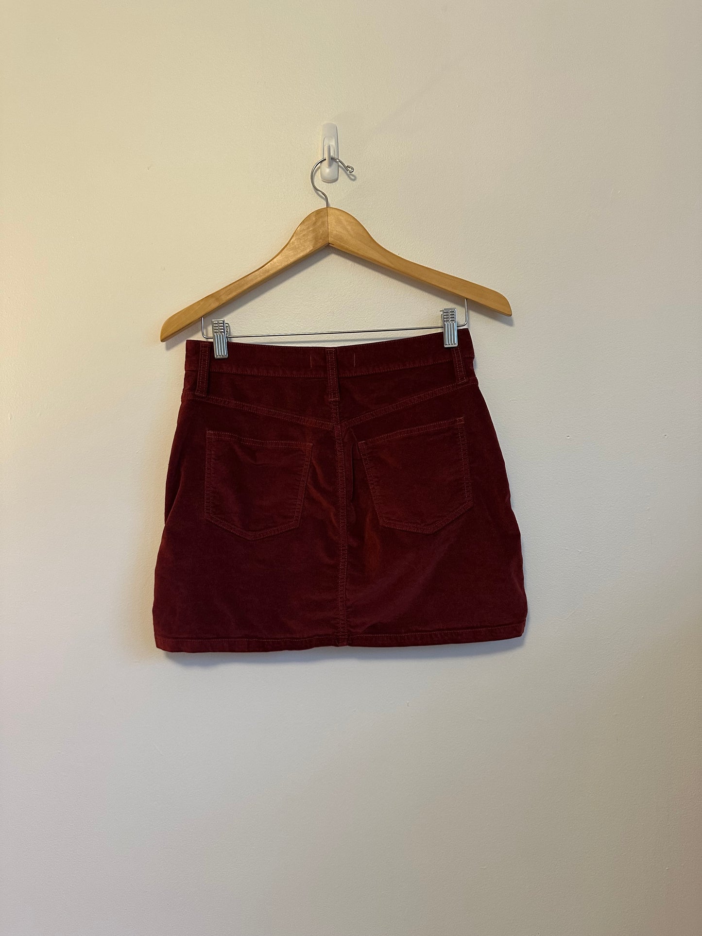 Madewell Velveteen Stretch Zip Front Mini Skirt | Size 26