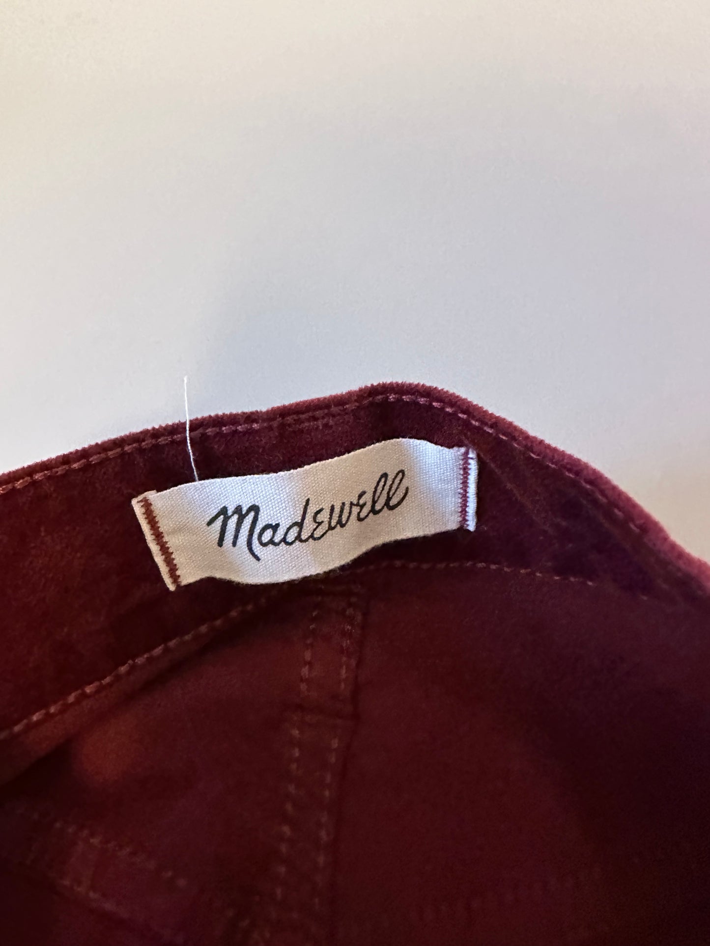Madewell Velveteen Stretch Zip Front Mini Skirt | Size 26