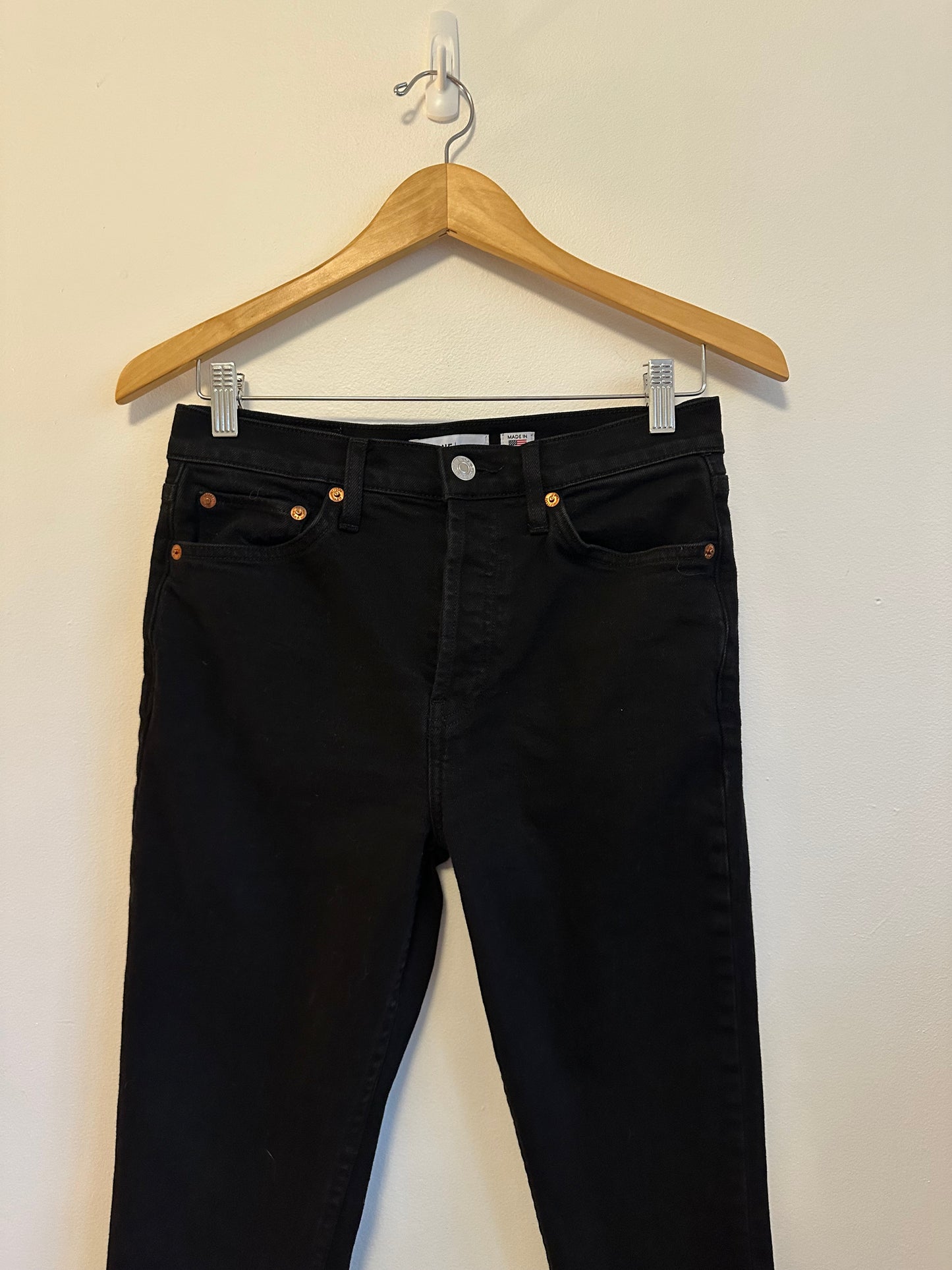 Re/Done Mid Rise Skinny Leg Jeans in Black | Size 27