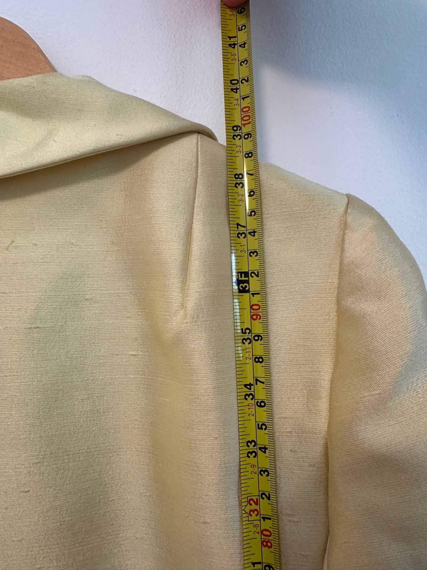 Vintage Peck & Peck Fifth Avenue Butter Yellow Silk Frog Closure Jacket