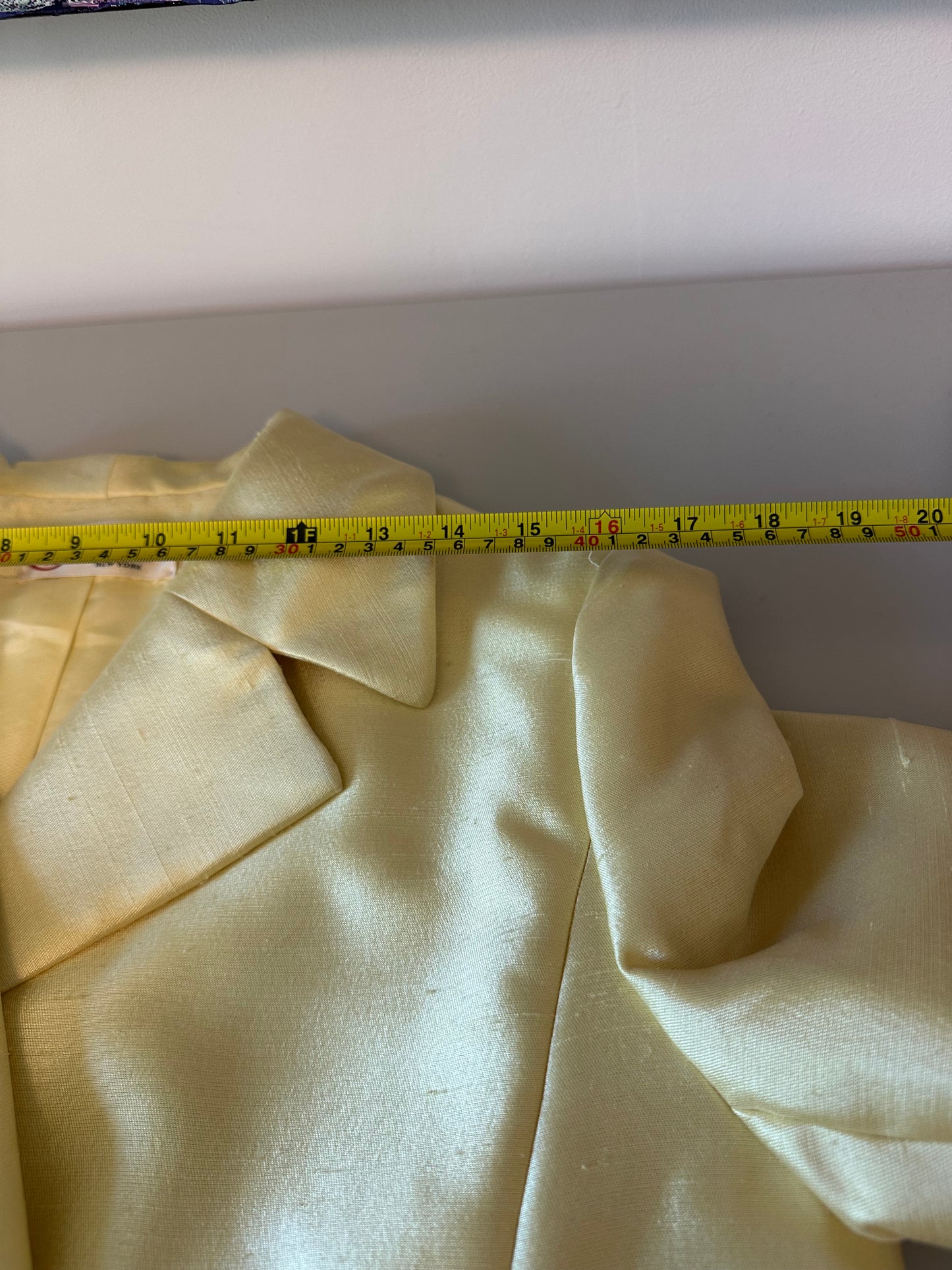 Vintage Peck & Peck Fifth Avenue Butter Yellow Silk Frog Closure Jacket