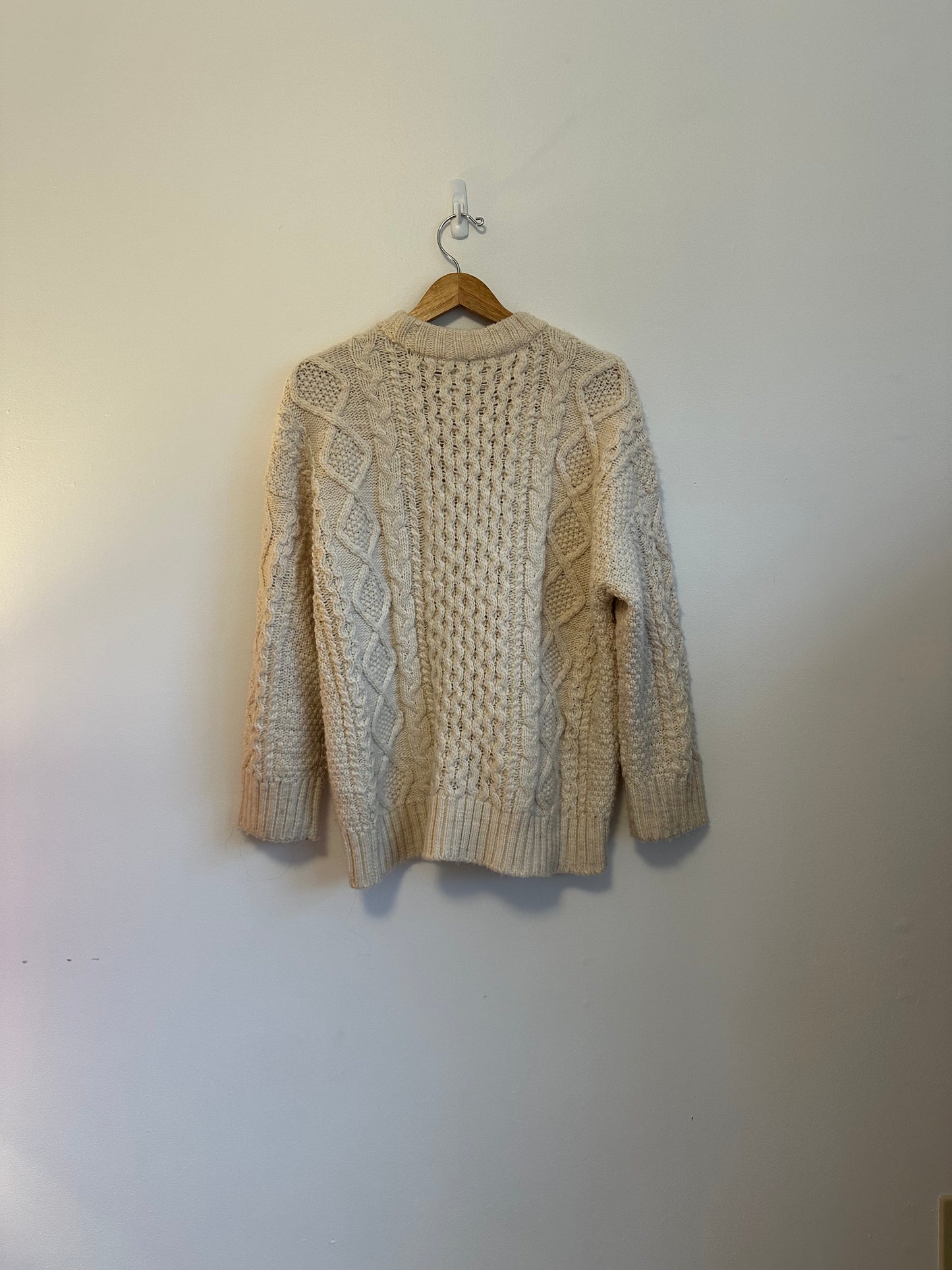 Madewell Cable-Knit Oversized Sweater in Antique Cream | Size Medium