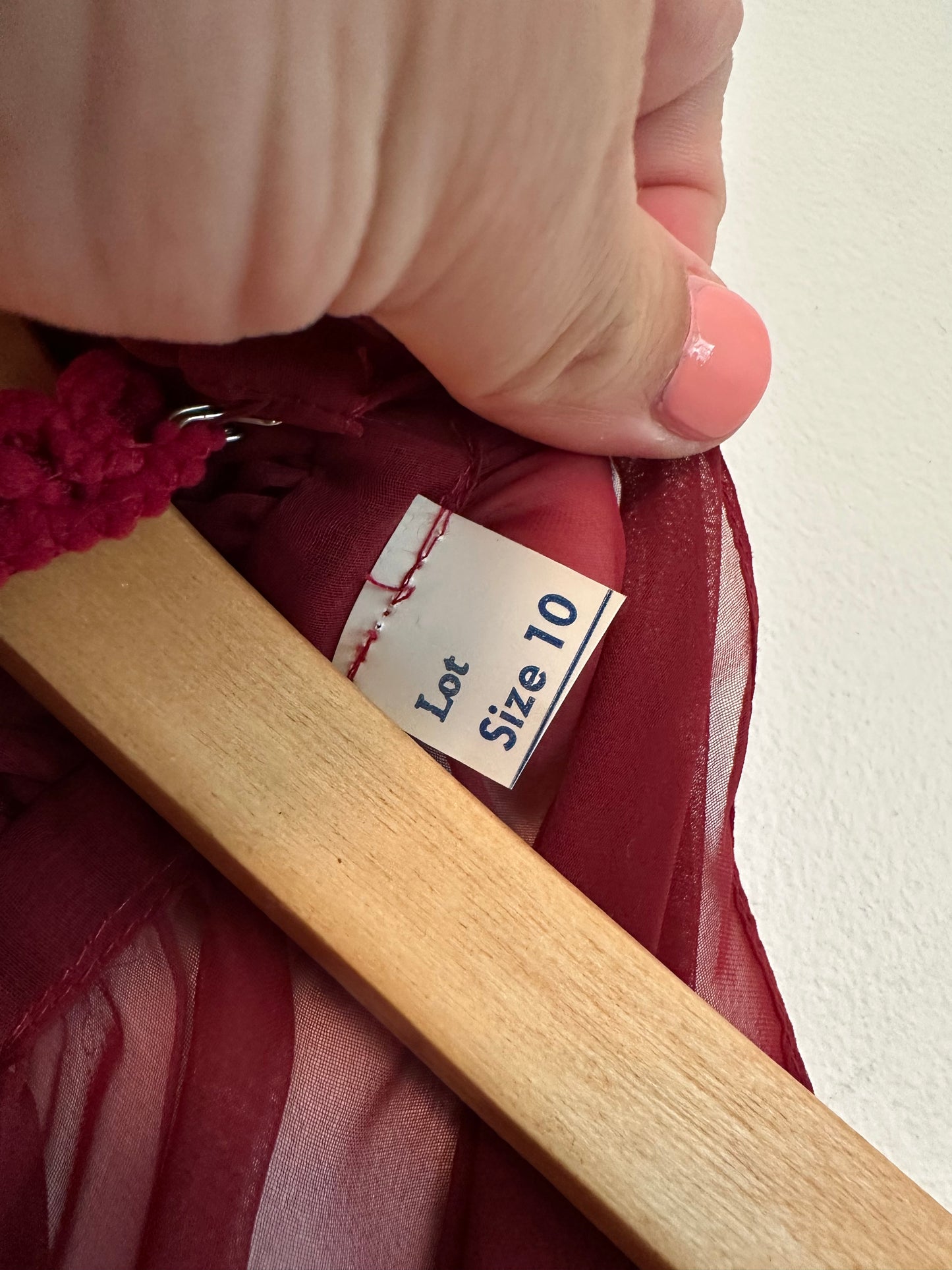 Vintage Berry Red Halter Dress with Sheer Cape Overlay | Size 10