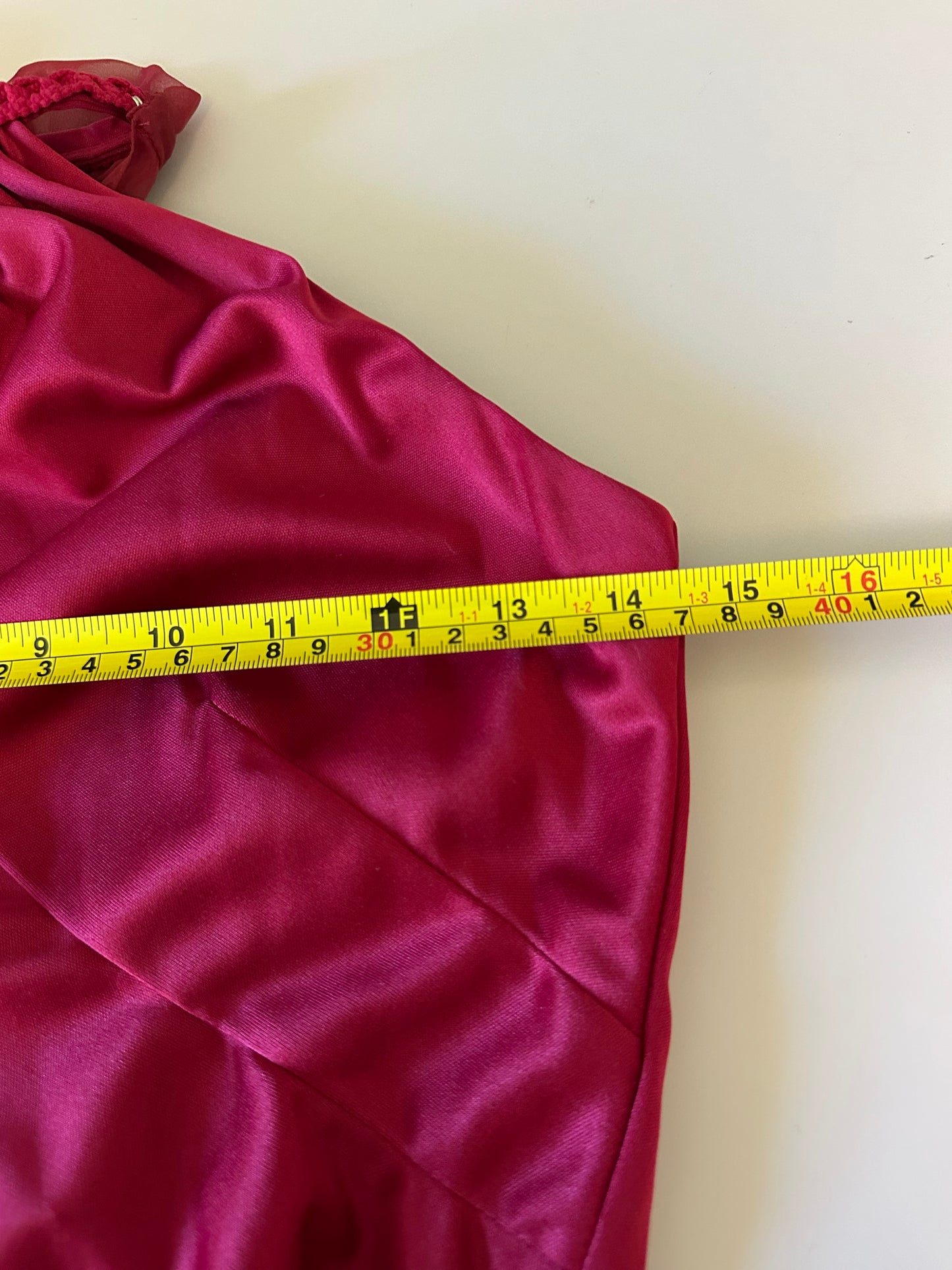 Vintage Berry Red Halter Dress with Sheer Cape Overlay | Size 10