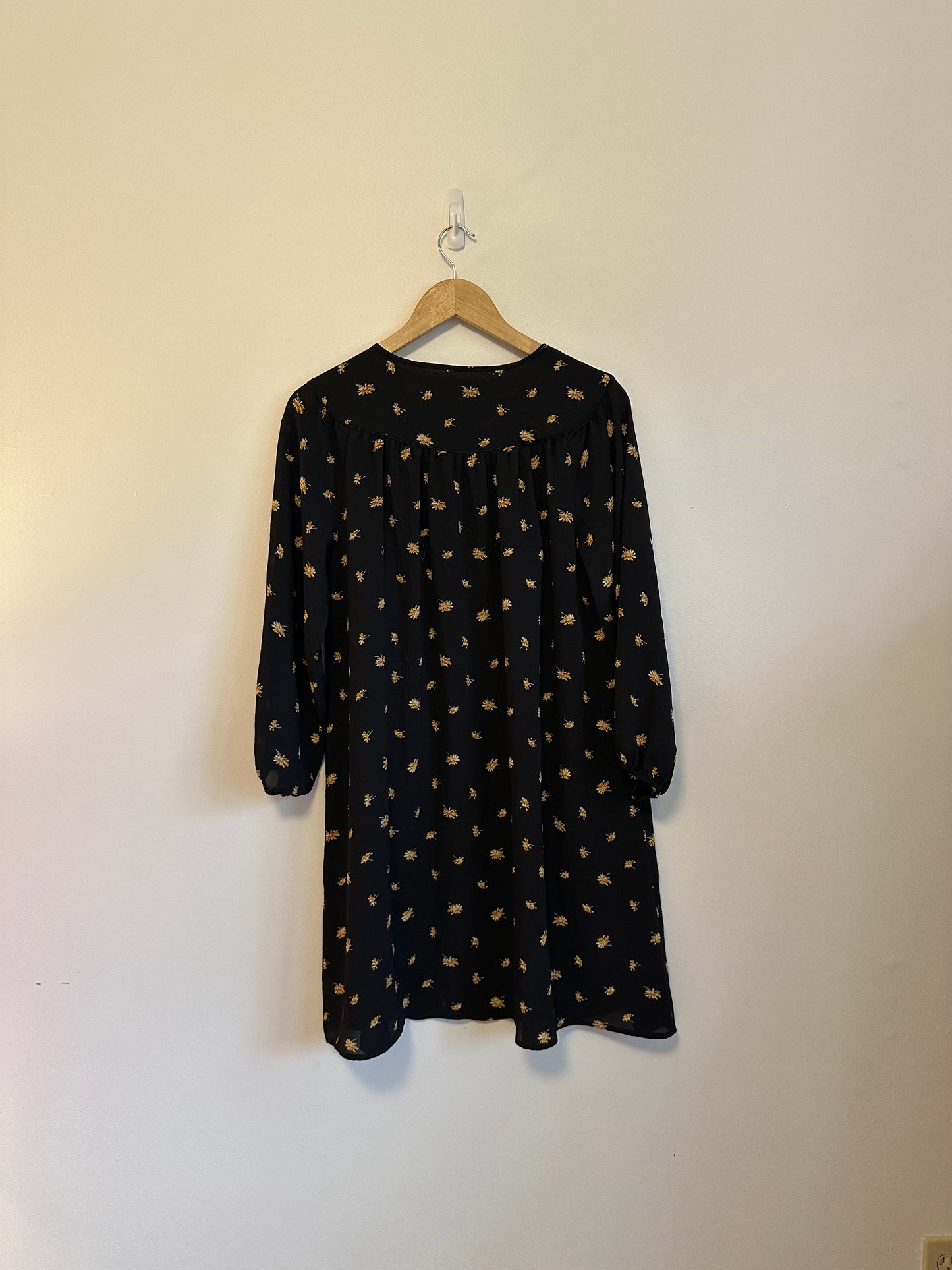 Madewell French Daisy Crepe Tie Neck Trapeze Dress | Size Small