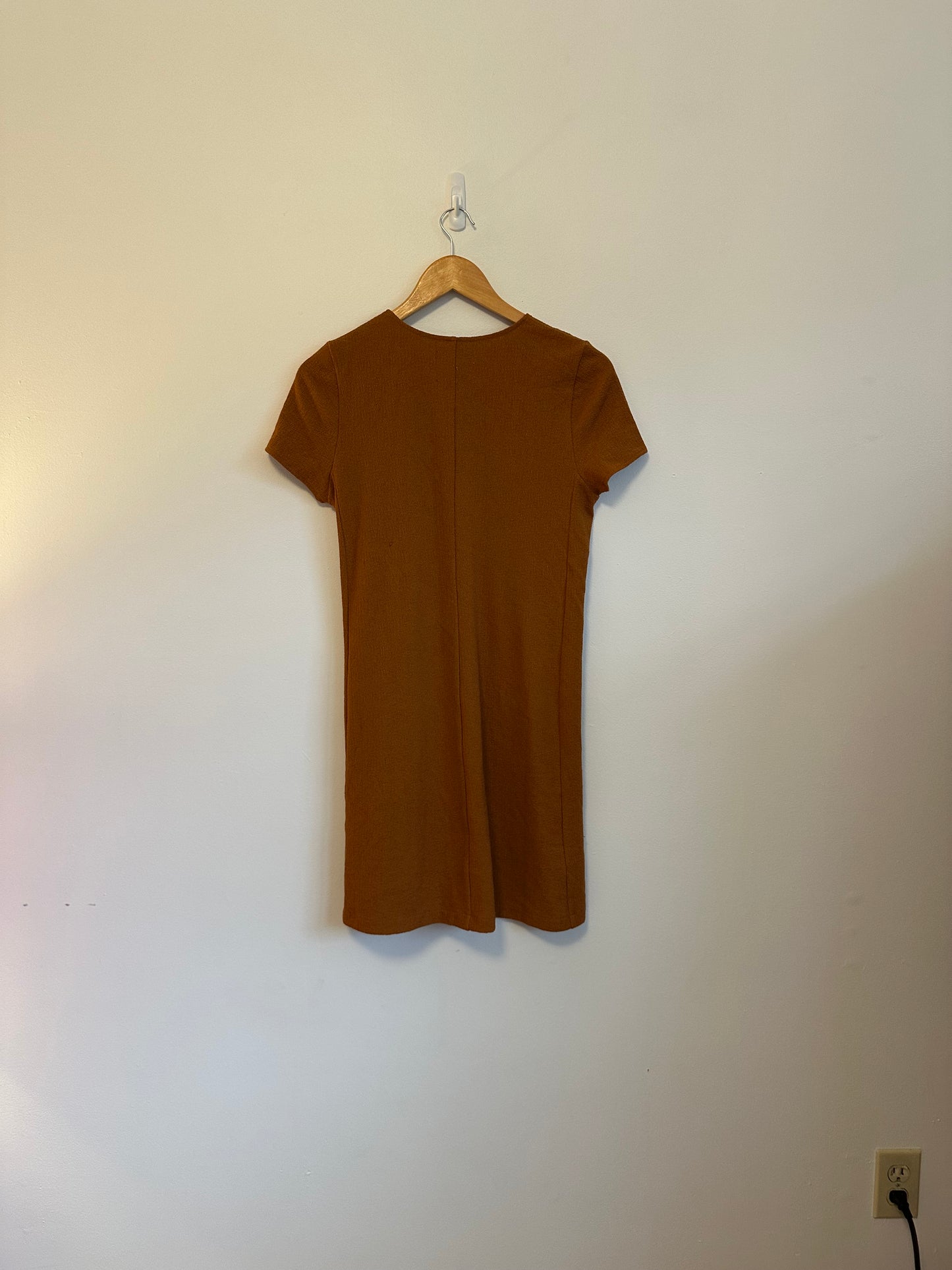 Madewell NWT Texture & Thread Short-Sleeve Side-Tie Dress - Golden Pecan | Small