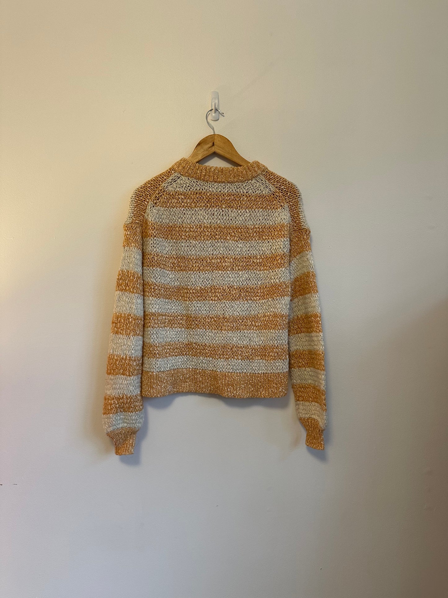 Madewell Baez Pullover Sweater in Marled Caramel Stripe | Size XS