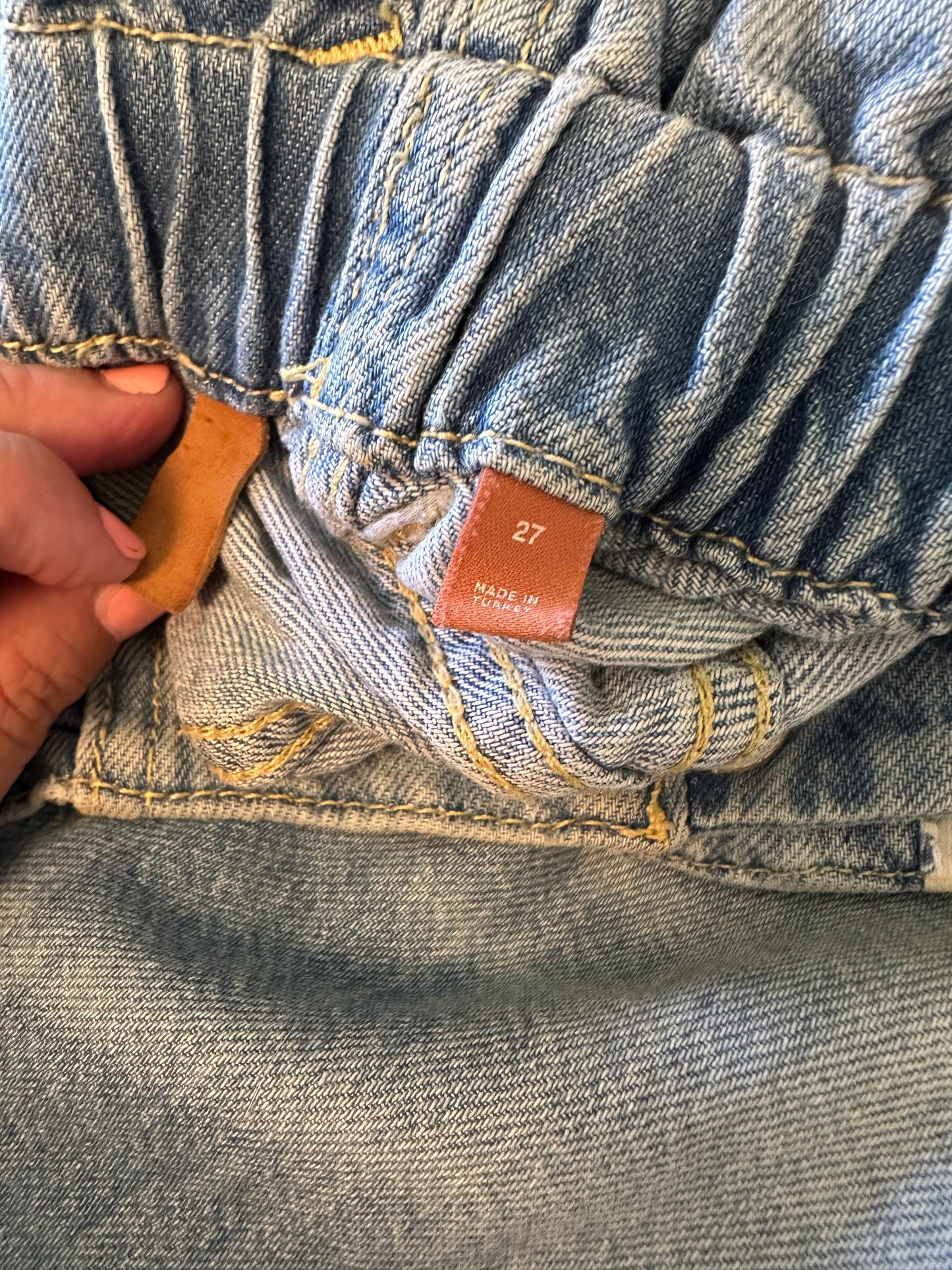 Pilcro x Anthropologie Paperbag Waist Wide Leg Light Wash Jeans | Size 27