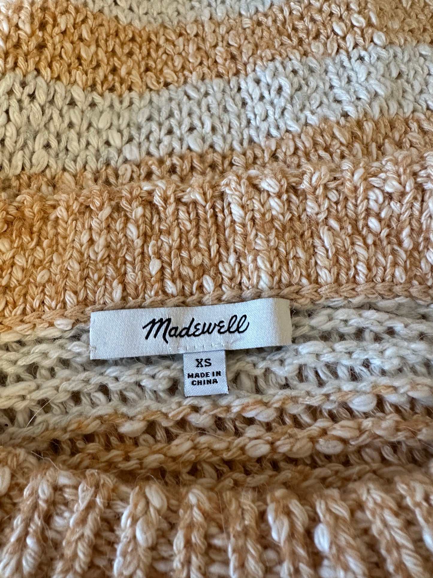Madewell Baez Pullover Sweater in Marled Caramel Stripe | Size XS