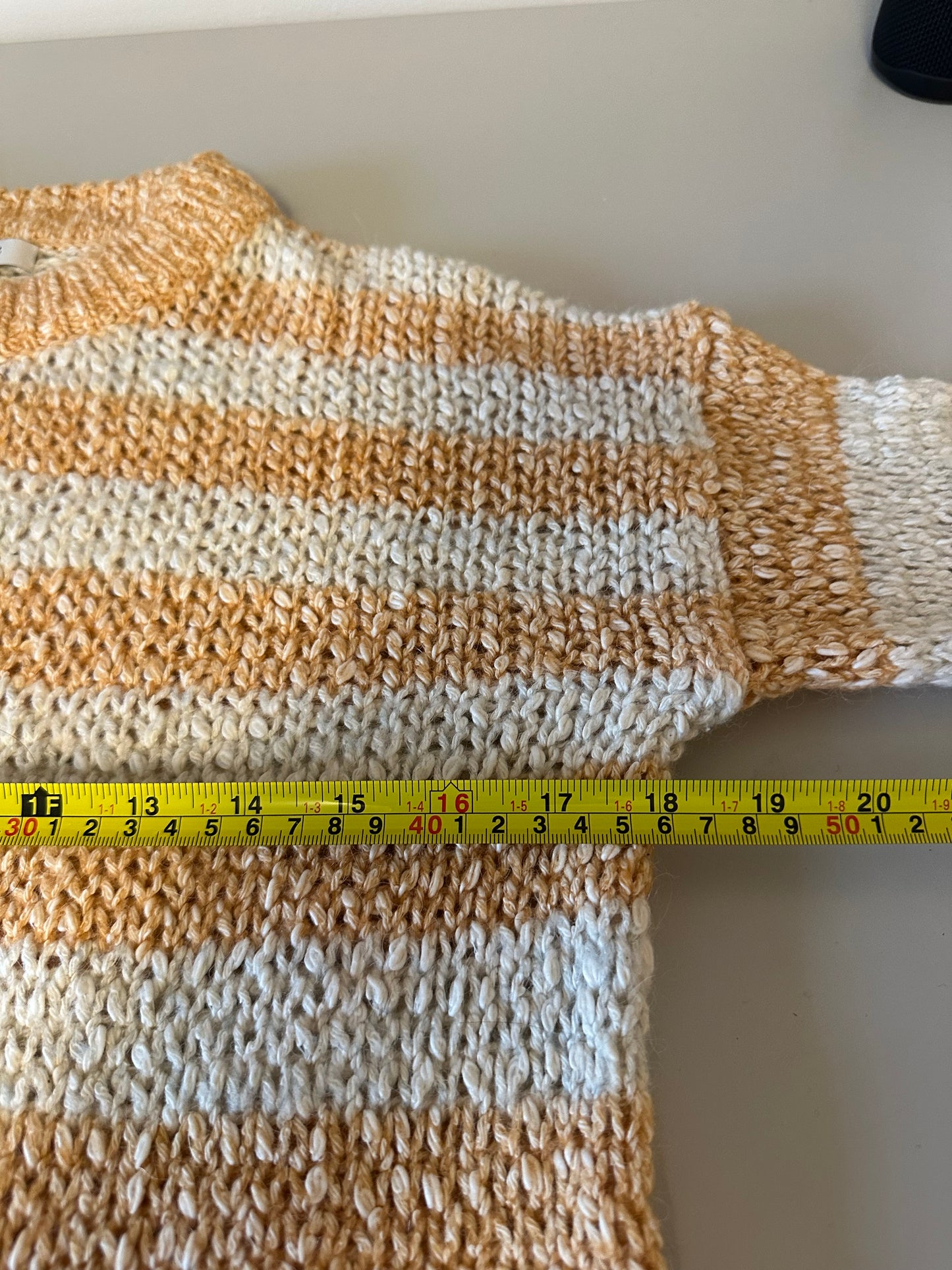 Madewell Baez Pullover Sweater in Marled Caramel Stripe | Size XS