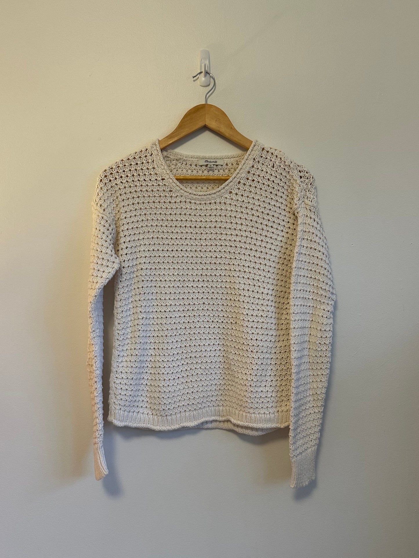 Madewell Open-Stitch Austen Pullover Sweater in Pearl Ivory | Size XS