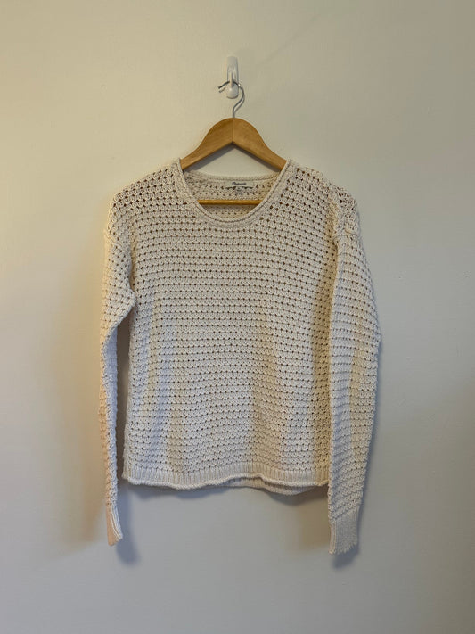 Madewell Open-Stitch Austen Pullover Sweater in Pearl Ivory | Size XS