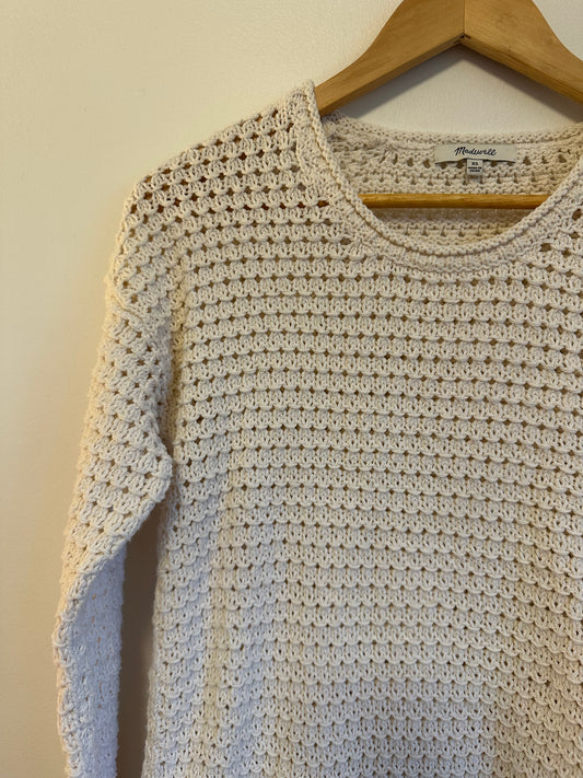 Madewell Open-Stitch Austen Pullover Sweater in Pearl Ivory | Size XS