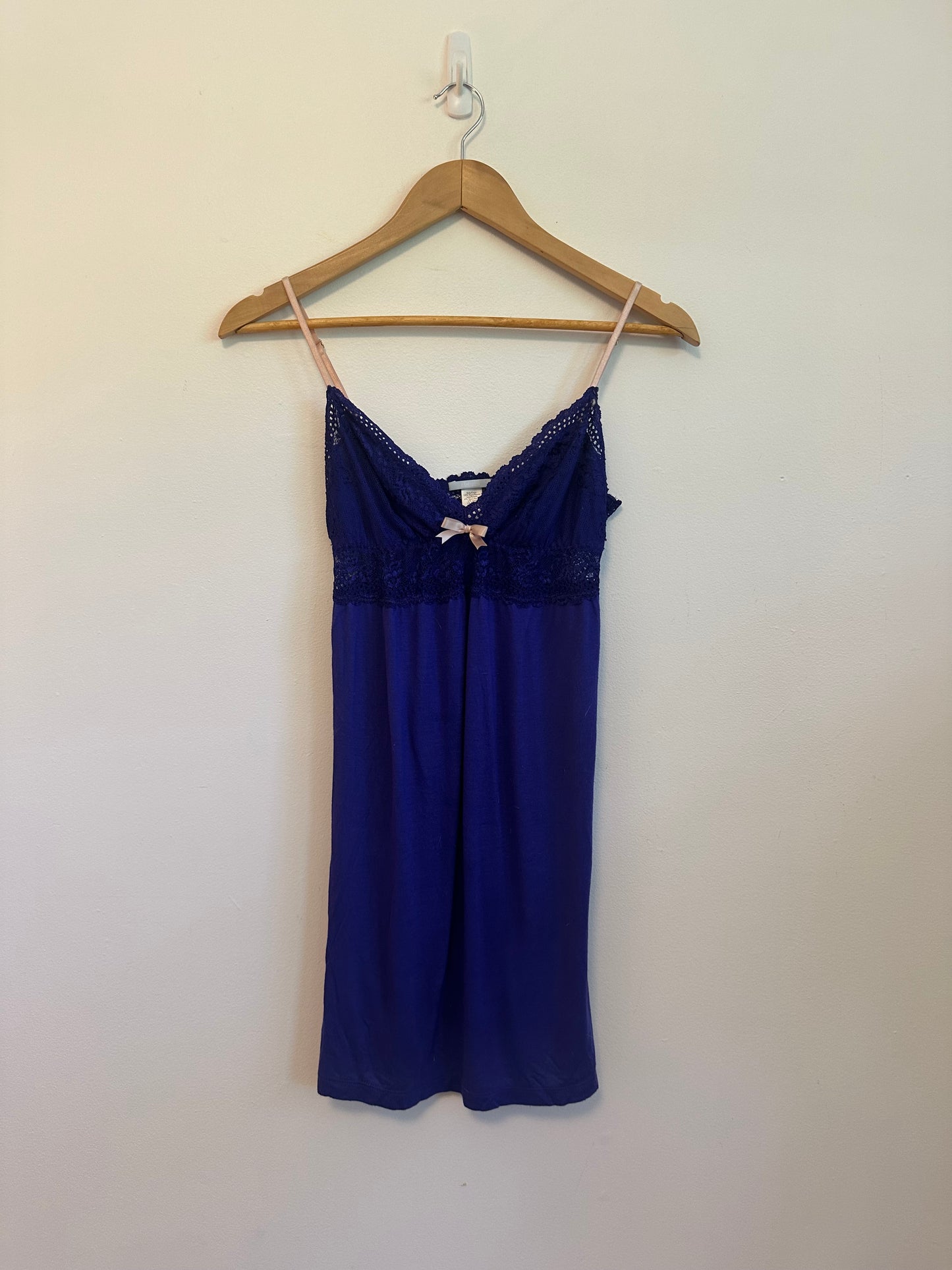 Eberjey Royal Blue Lace Trim Chemise Nightgown | Size Small