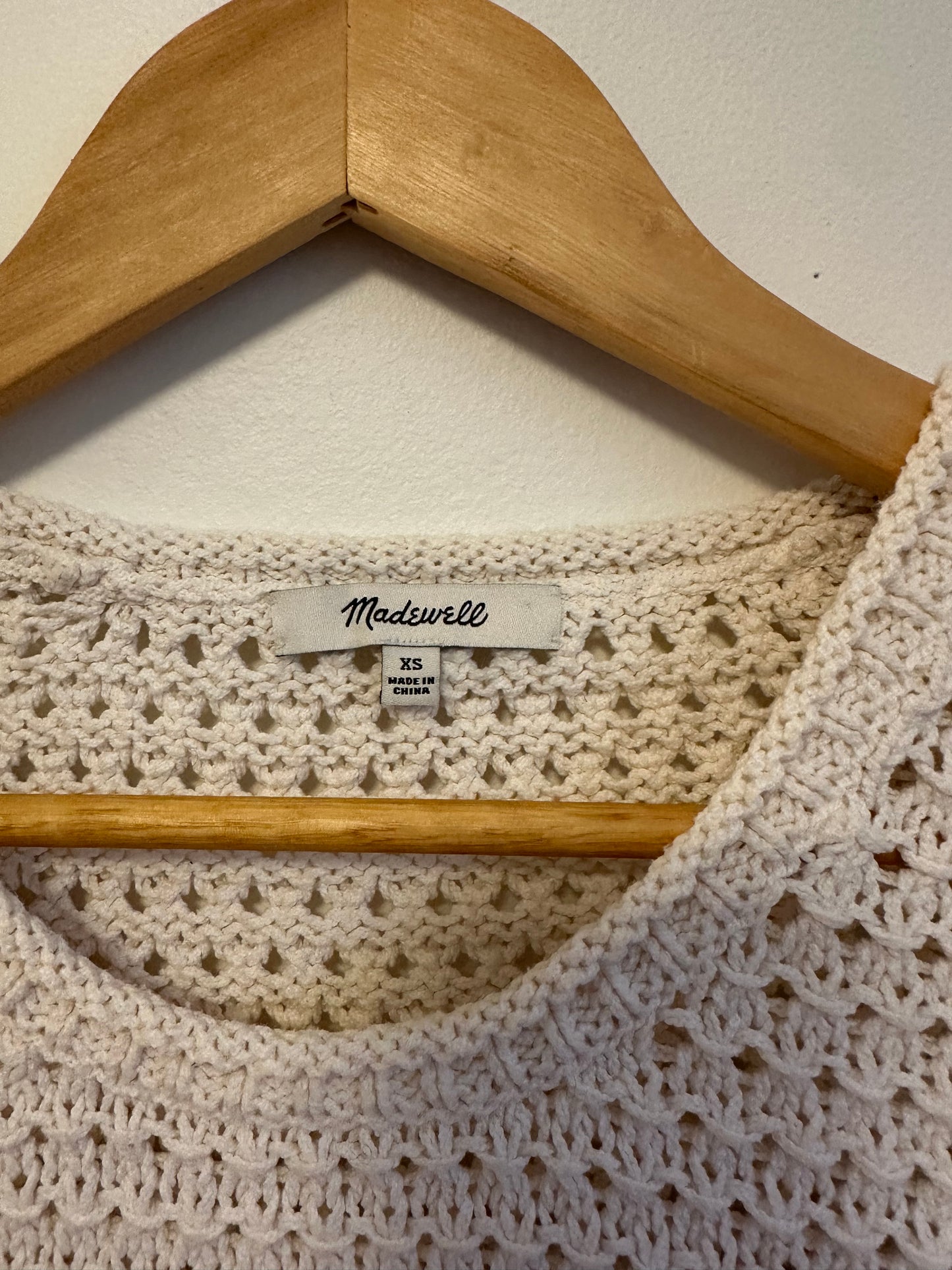 Madewell Open-Stitch Austen Pullover Sweater in Pearl Ivory | Size XS