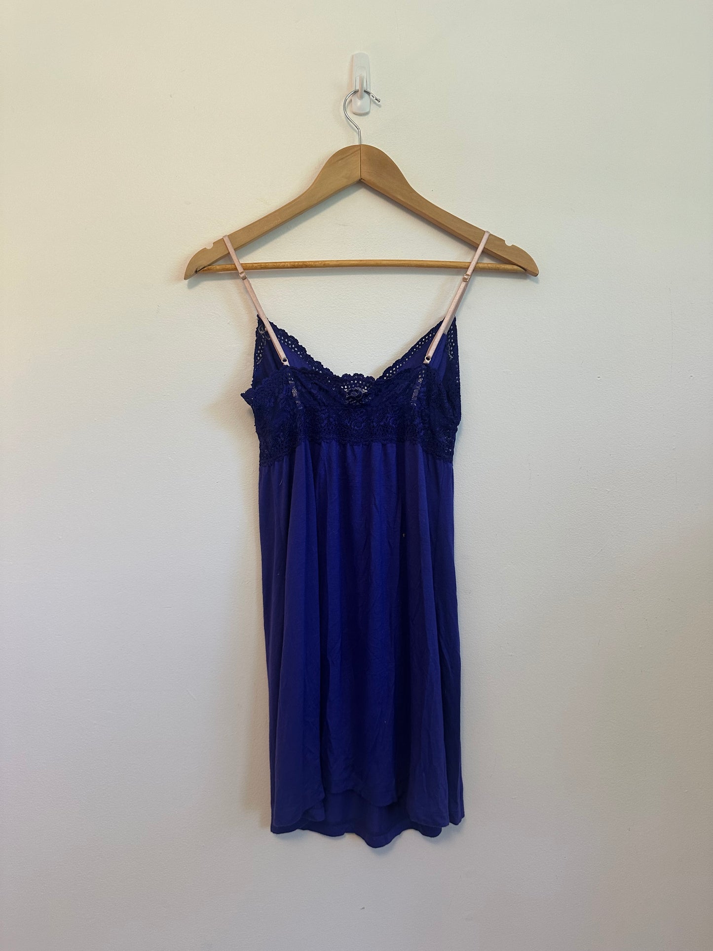 Eberjey Royal Blue Lace Trim Chemise Nightgown | Size Small
