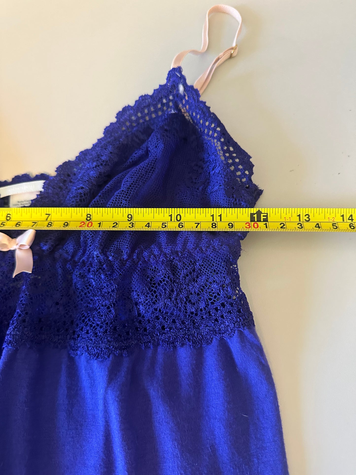 Eberjey Royal Blue Lace Trim Chemise Nightgown | Size Small