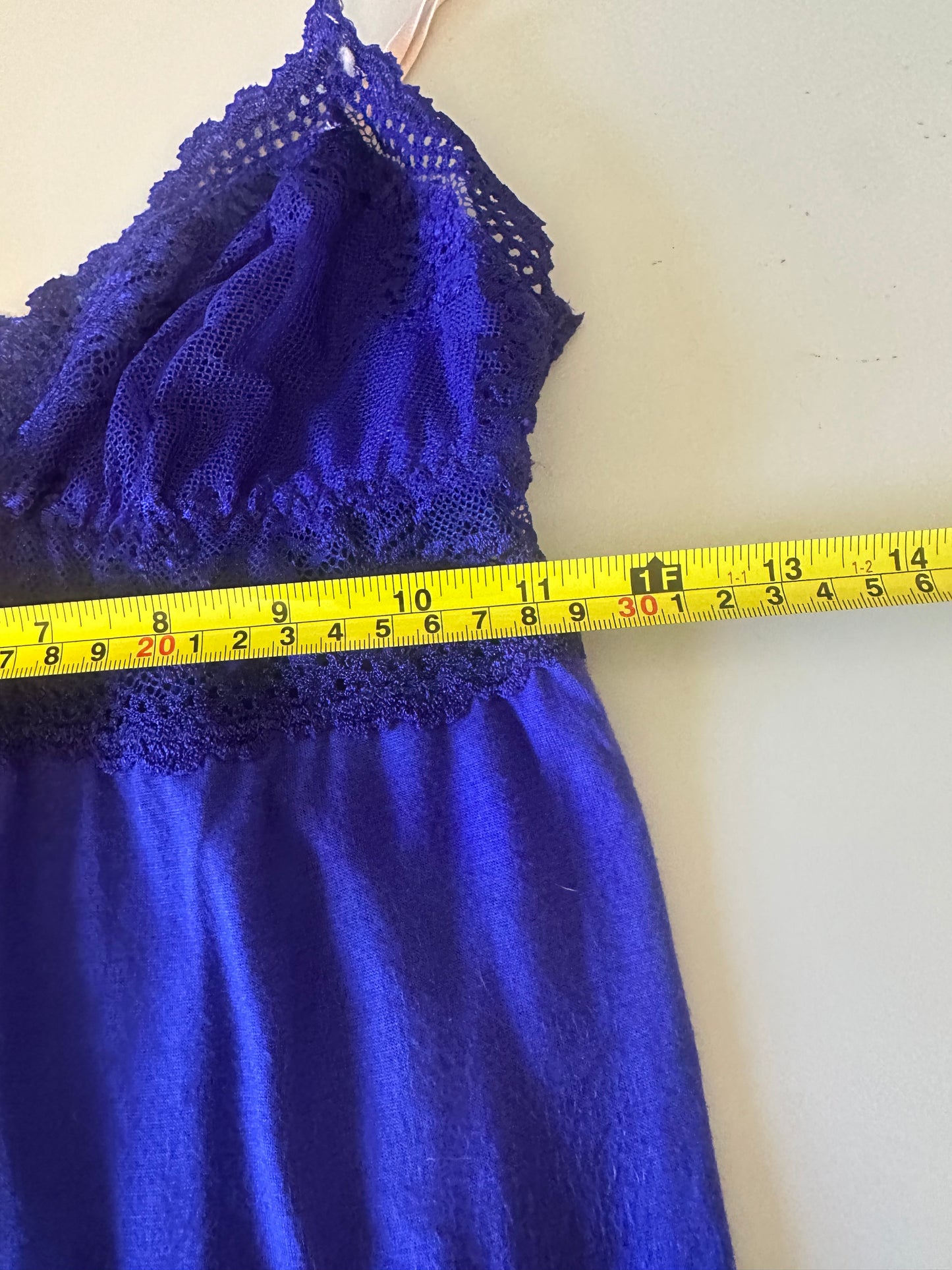 Eberjey Royal Blue Lace Trim Chemise Nightgown | Size Small