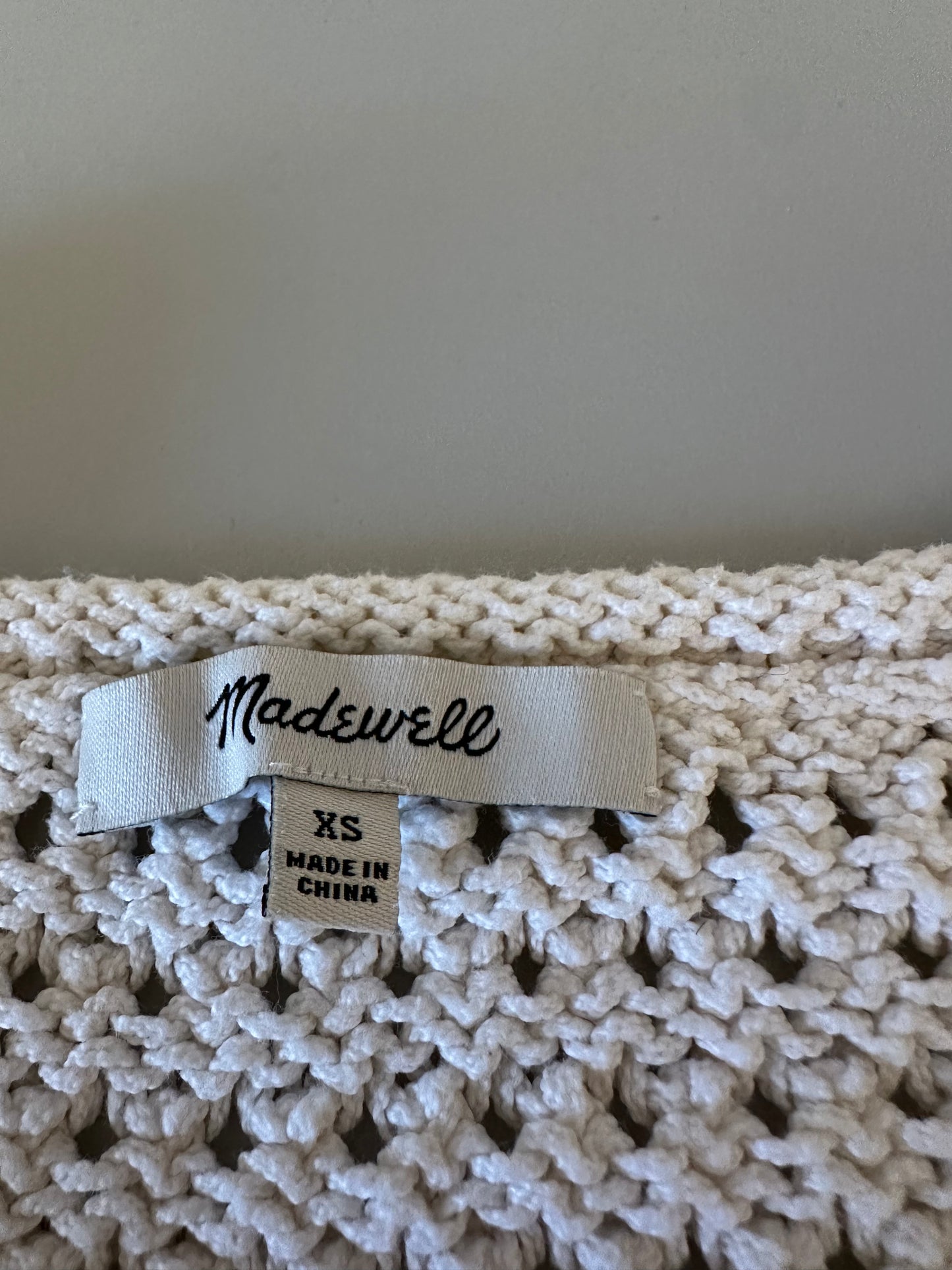 Madewell Open-Stitch Austen Pullover Sweater in Pearl Ivory | Size XS