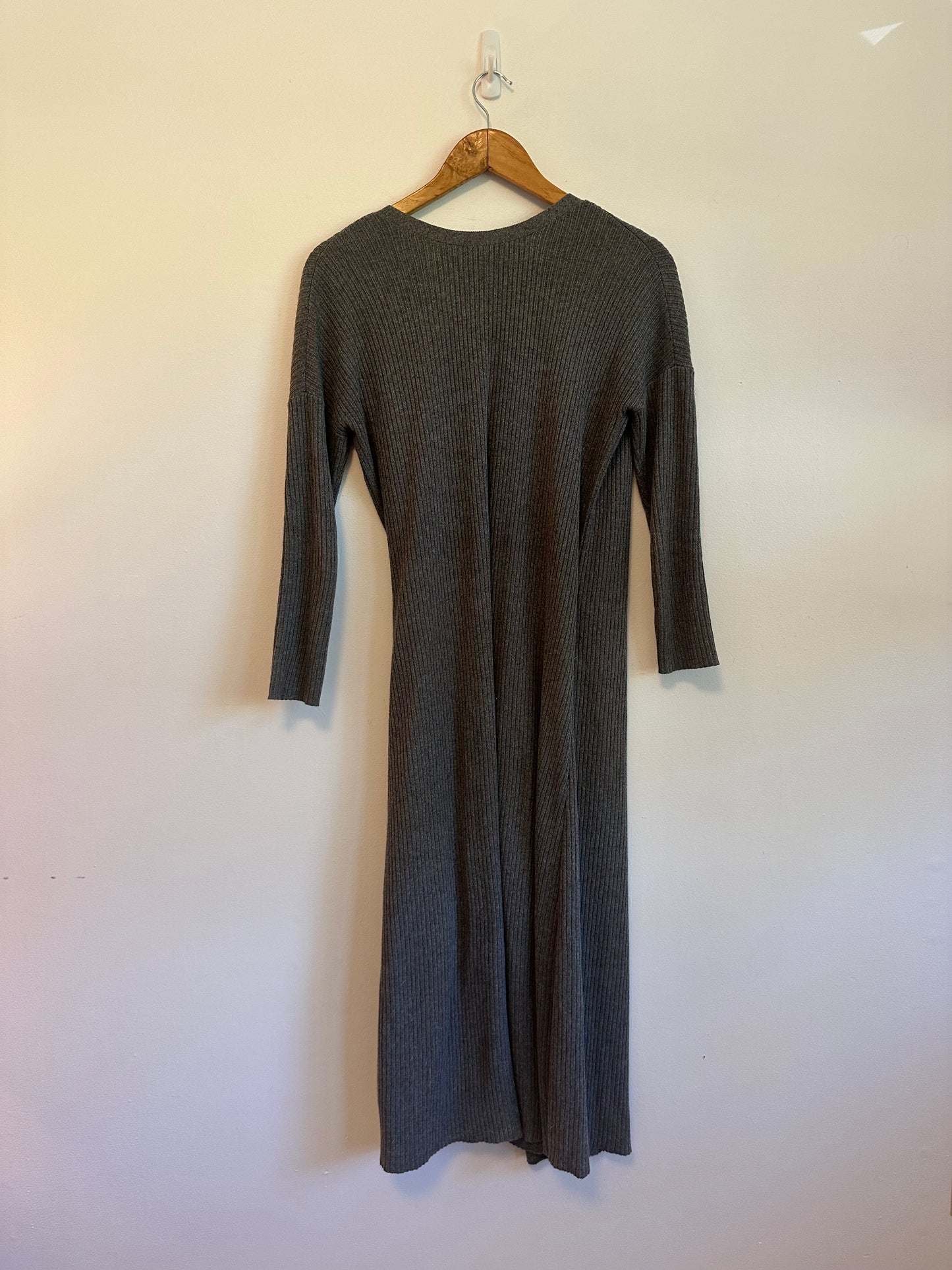 VETTA The Minimalist Capsule Grey Ribbed Wrap Sweater Dress | Size XS