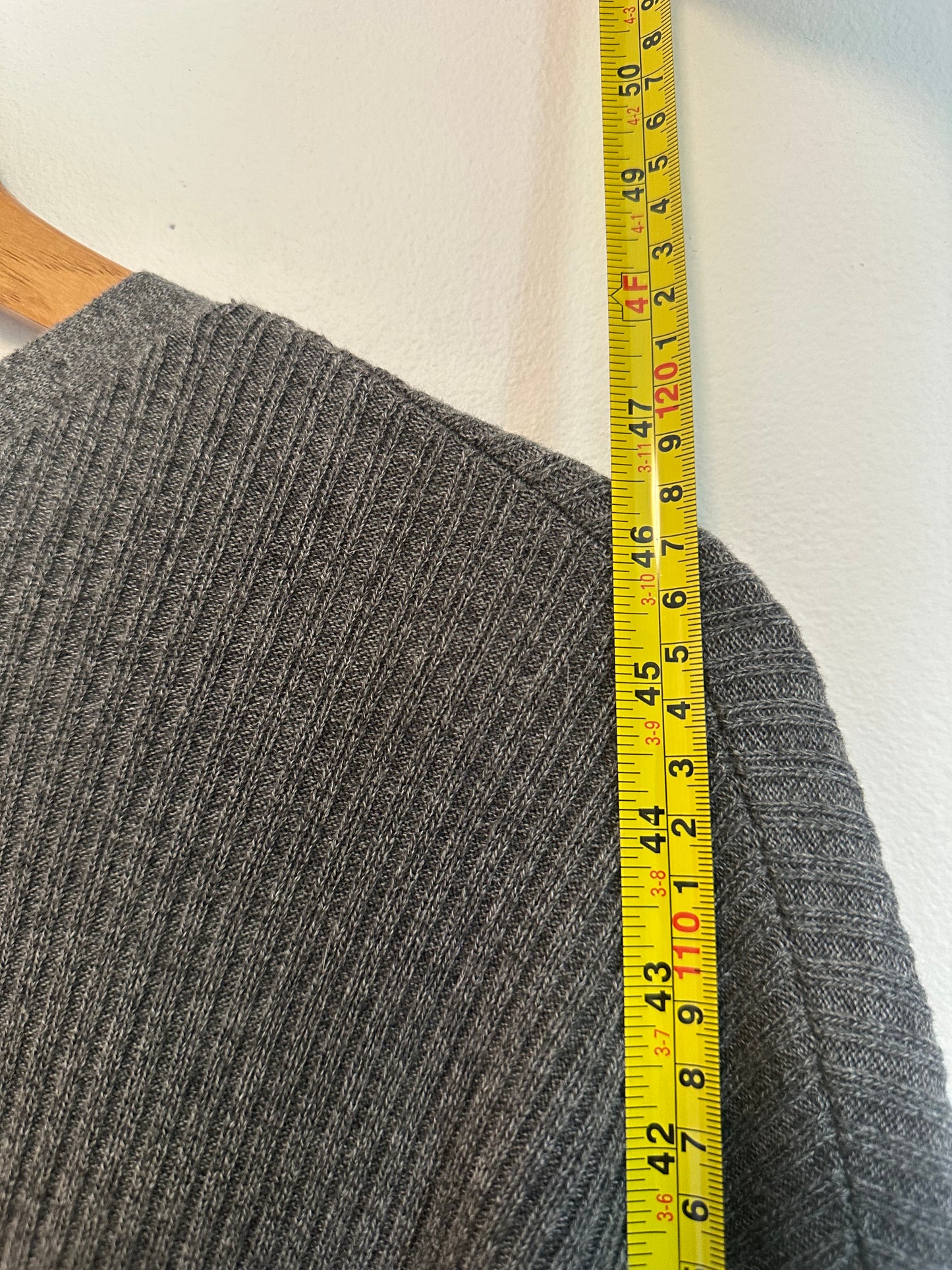 VETTA The Minimalist Capsule Grey Ribbed Wrap Sweater Dress | Size XS