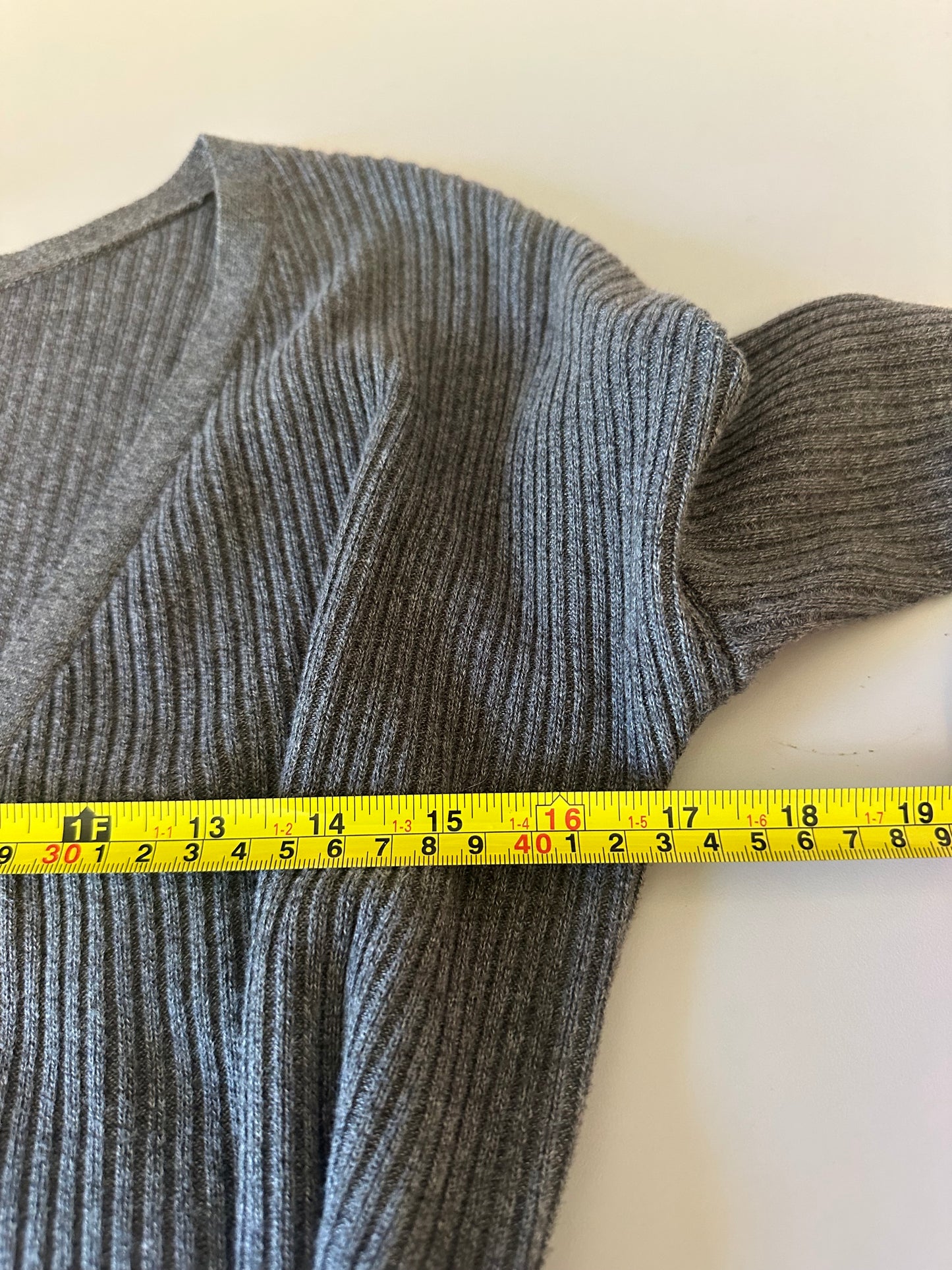 VETTA The Minimalist Capsule Grey Ribbed Wrap Sweater Dress | Size XS