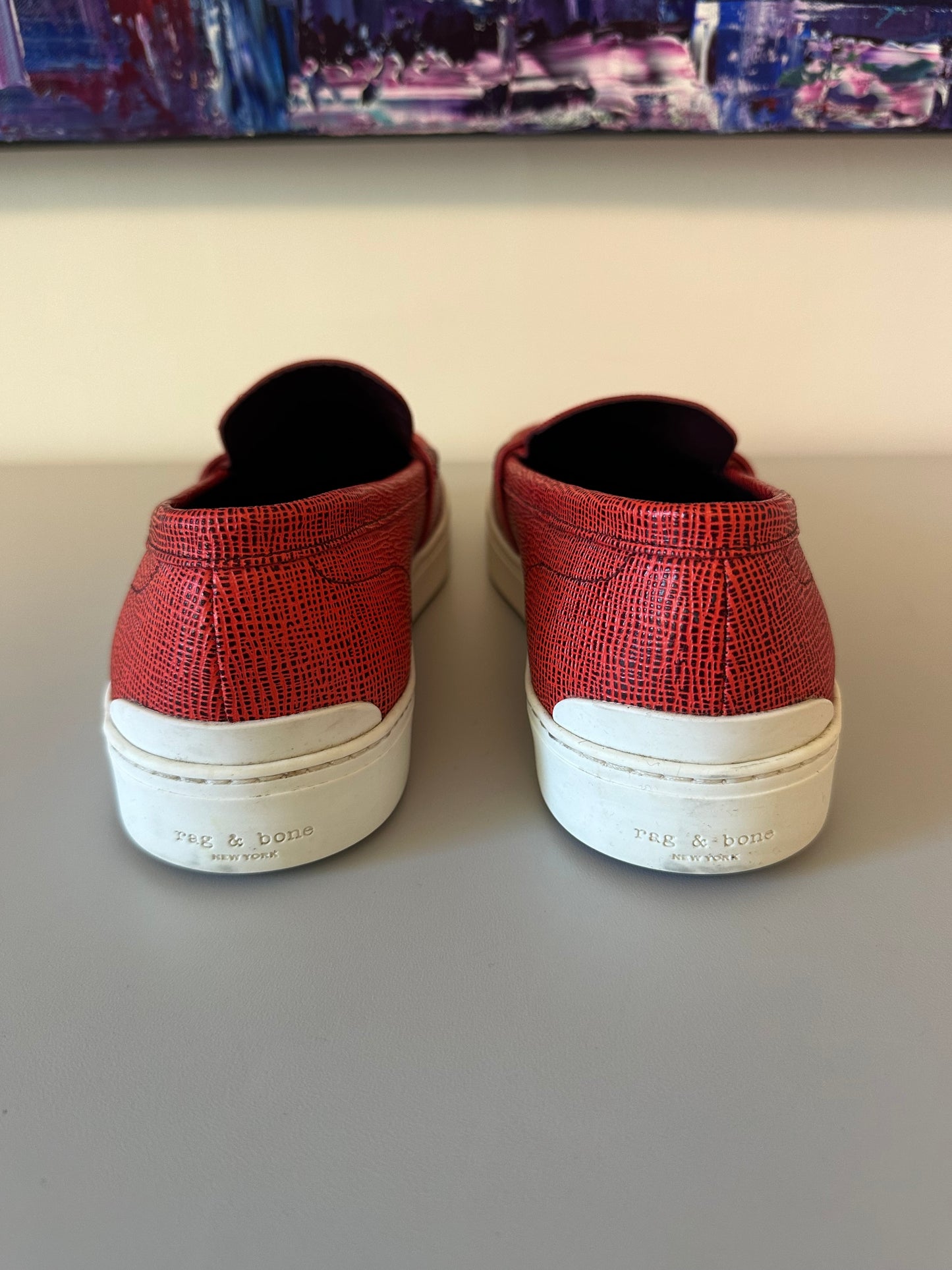 New Rag & Bone Colby Sneaker Loafer in Red Saffiano Leather | Size 40